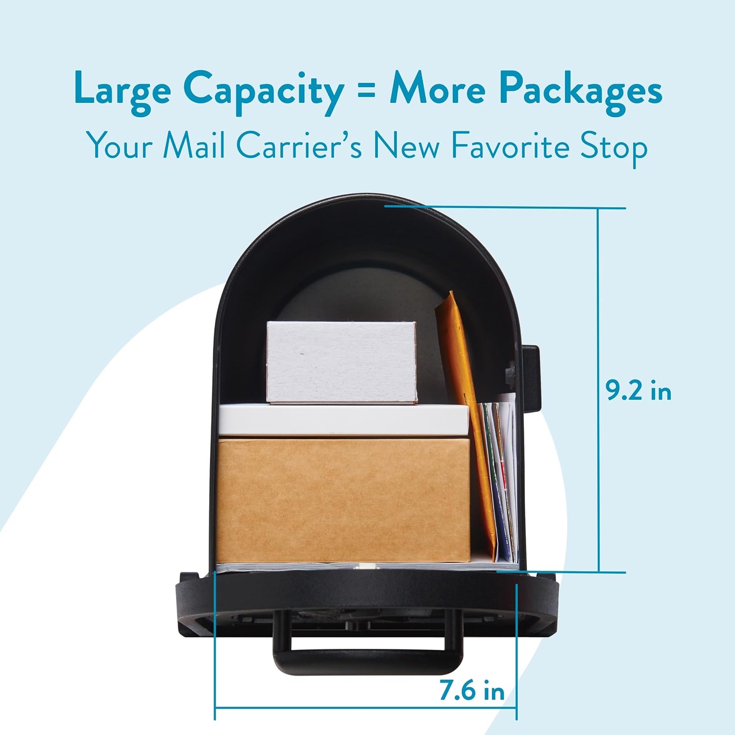 Architectural Mailboxes Arlington Post Mount Mailbox, Black, Large | Galvanized steel build for outside with weather-resistant build and rust-resistant powder-coat finish. USPS approved.