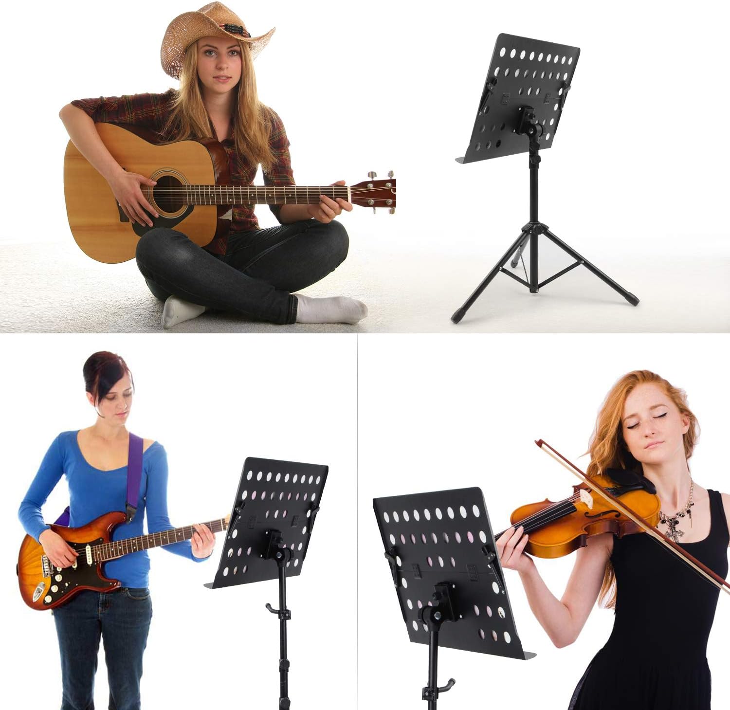 Klvied Folding Sheet Music Stand with Violin Hanger
