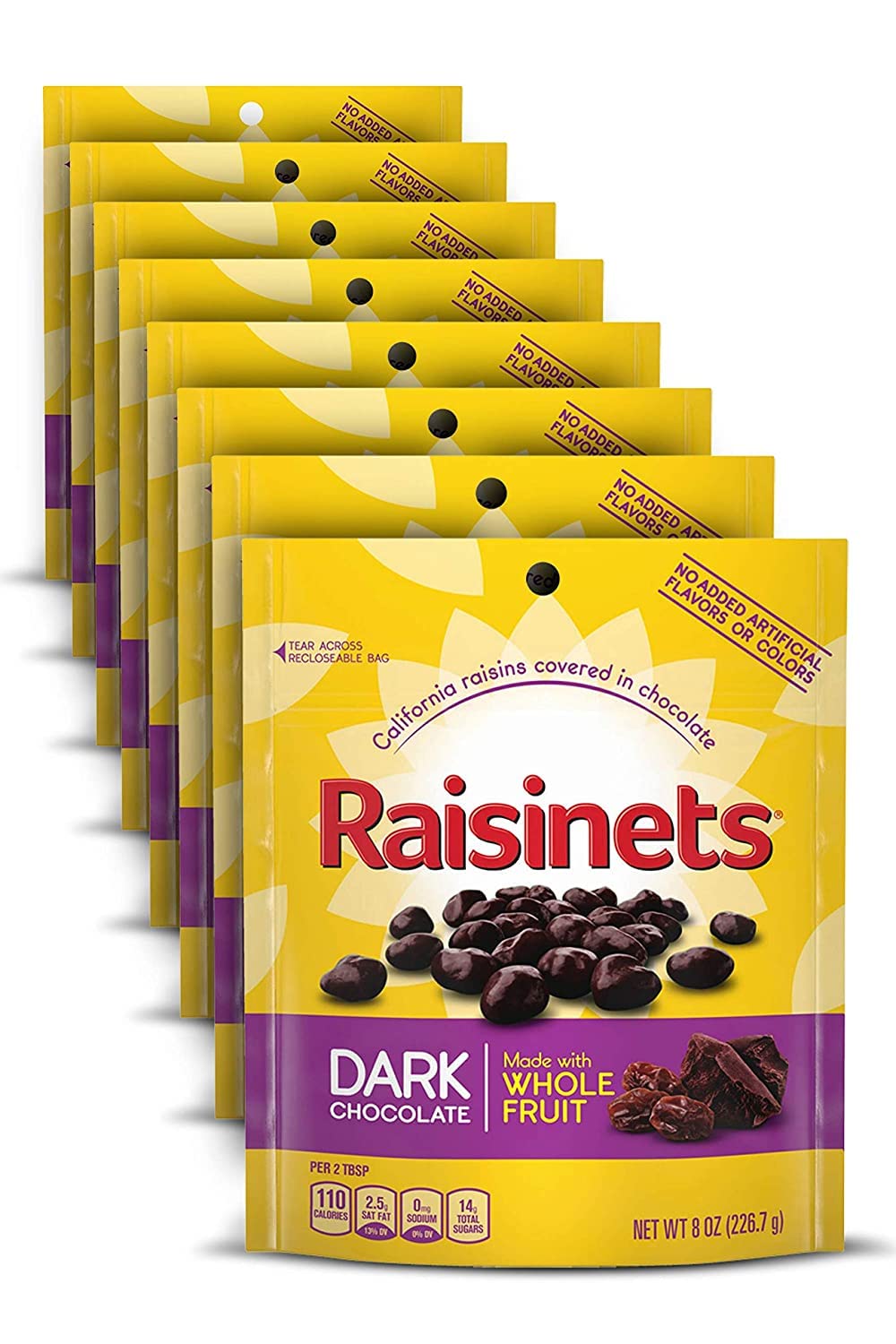 Raisinets, Milk Chocolate Covered California Raisins, 8.0 oz Resealable Bag, Bulk 8 pack