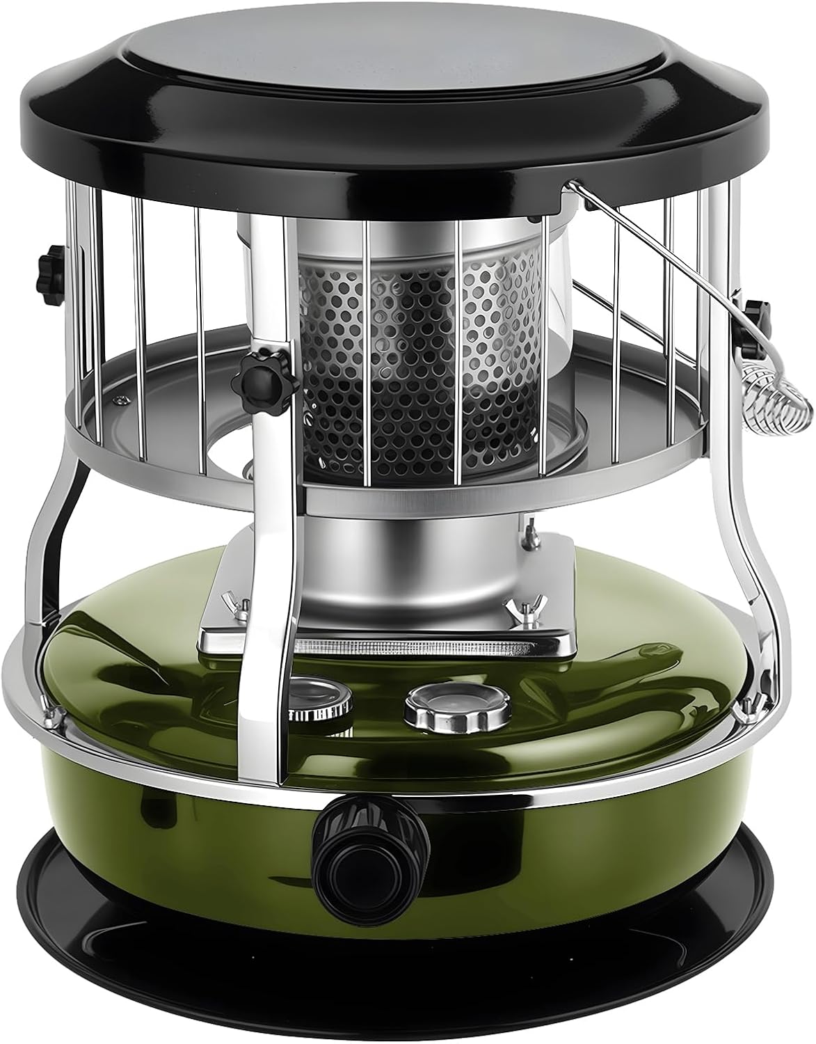 9000 BTU Portable Kerosene Heater - Indoor Safe & Outdoor Use for Camping, Emergency Heat, Cooking | No Electricity Needed | Black Army Green