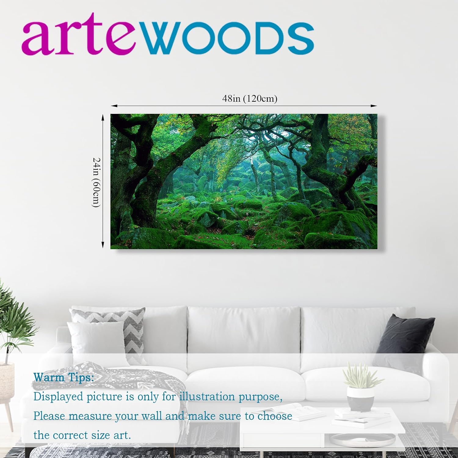 arteWOODS Ocean Wave Canvas Wall Art Beach Sunset Pictures Coastal Nature Artwork Blue Sea Painting Prints for Living Room Bedroom Home Office Decoration 20" x 40"