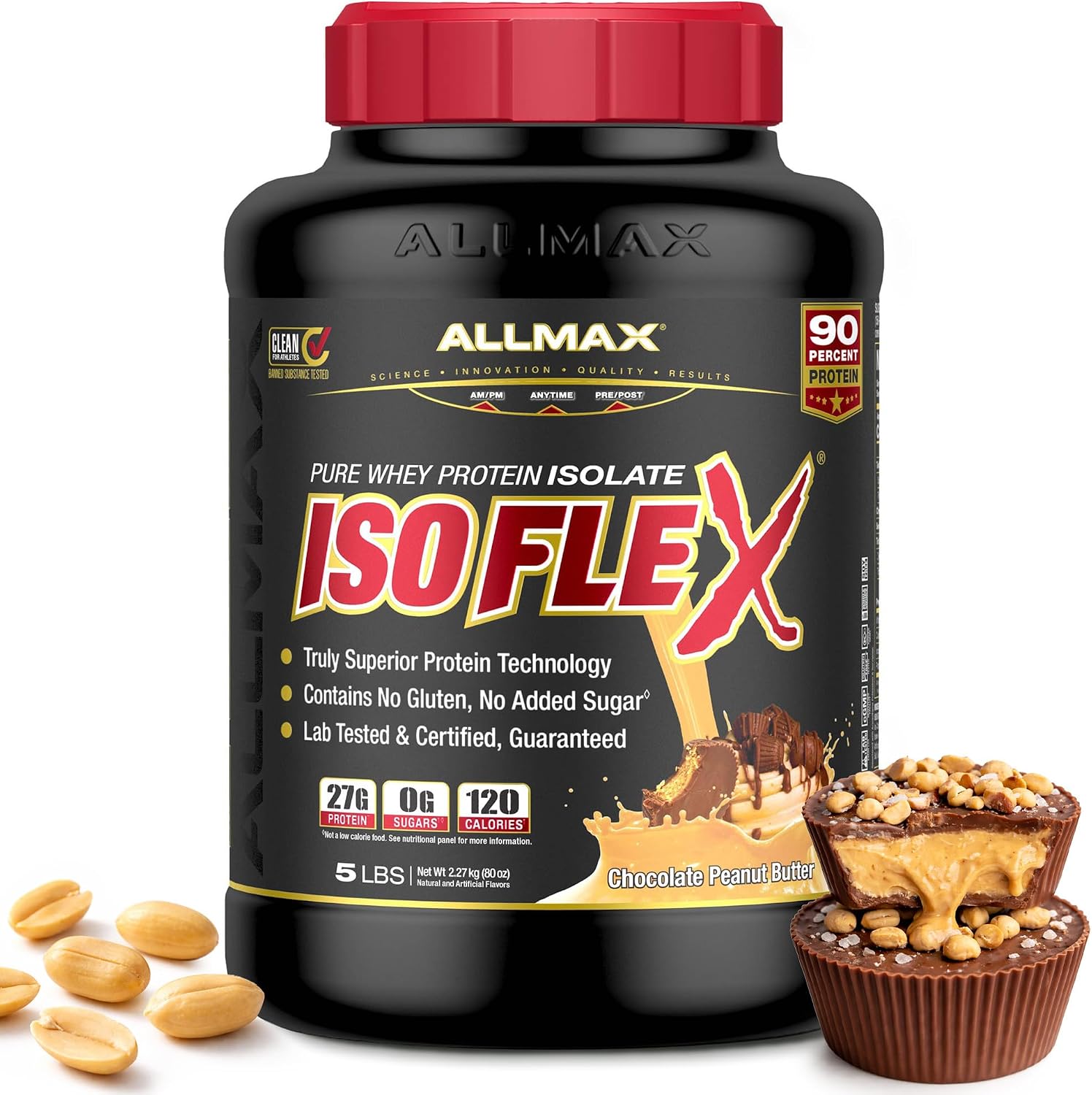 ALLMAX ISOFLEX Whey Protein Isolate, Chocolate Peanut Butter, 5 lb