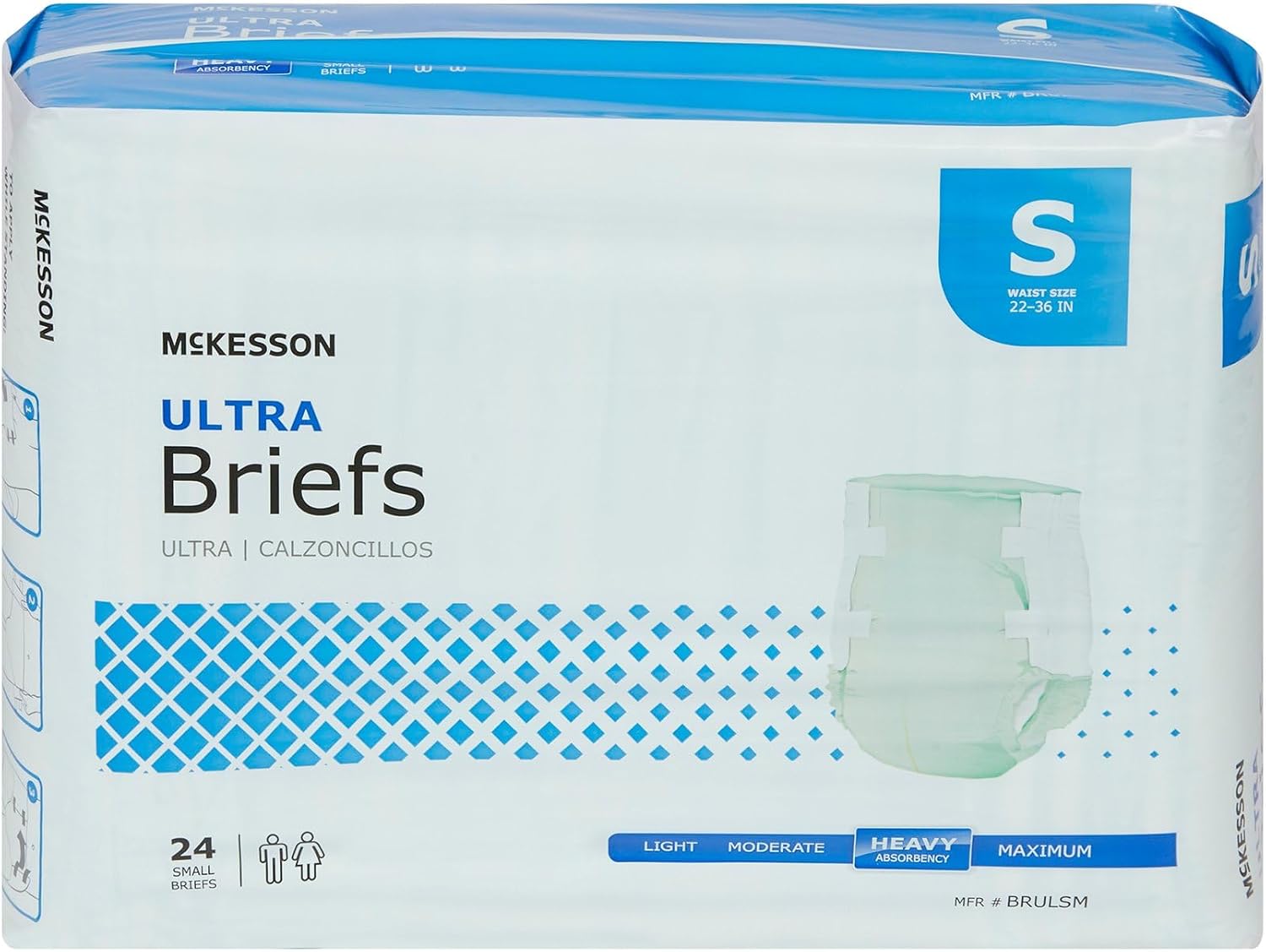 McKesson Ultra Briefs, Heavy Absorbency, Medium, Unisex, 44 in, 96 ct | Disposable, Elastic Leg Gathers and Contoured Fit for Men and Women, Incontinence
