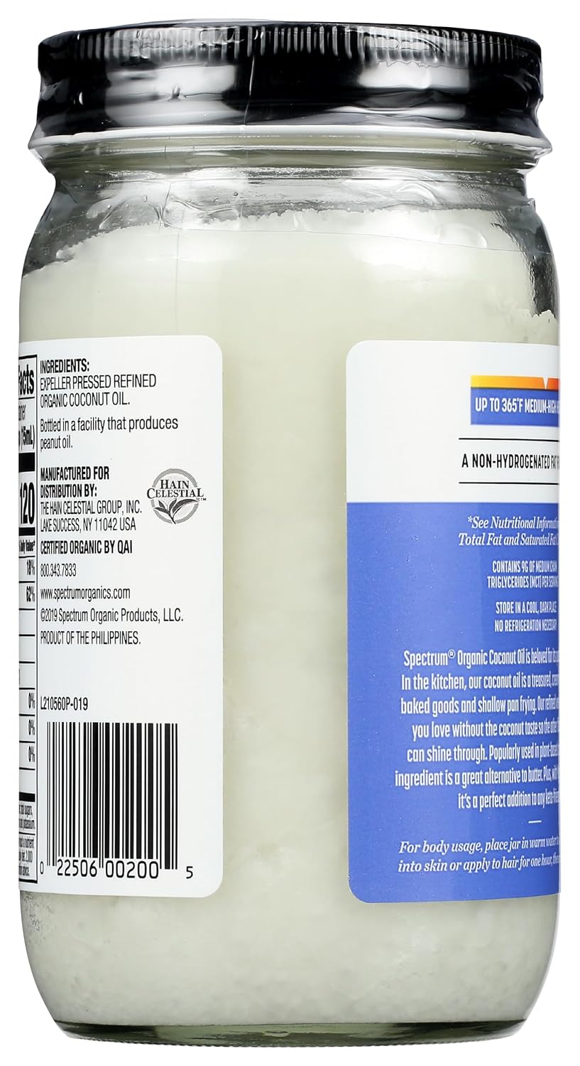 Spectrum Naturals Organic Coconut Oil, 14 Oz (packaging may vary)