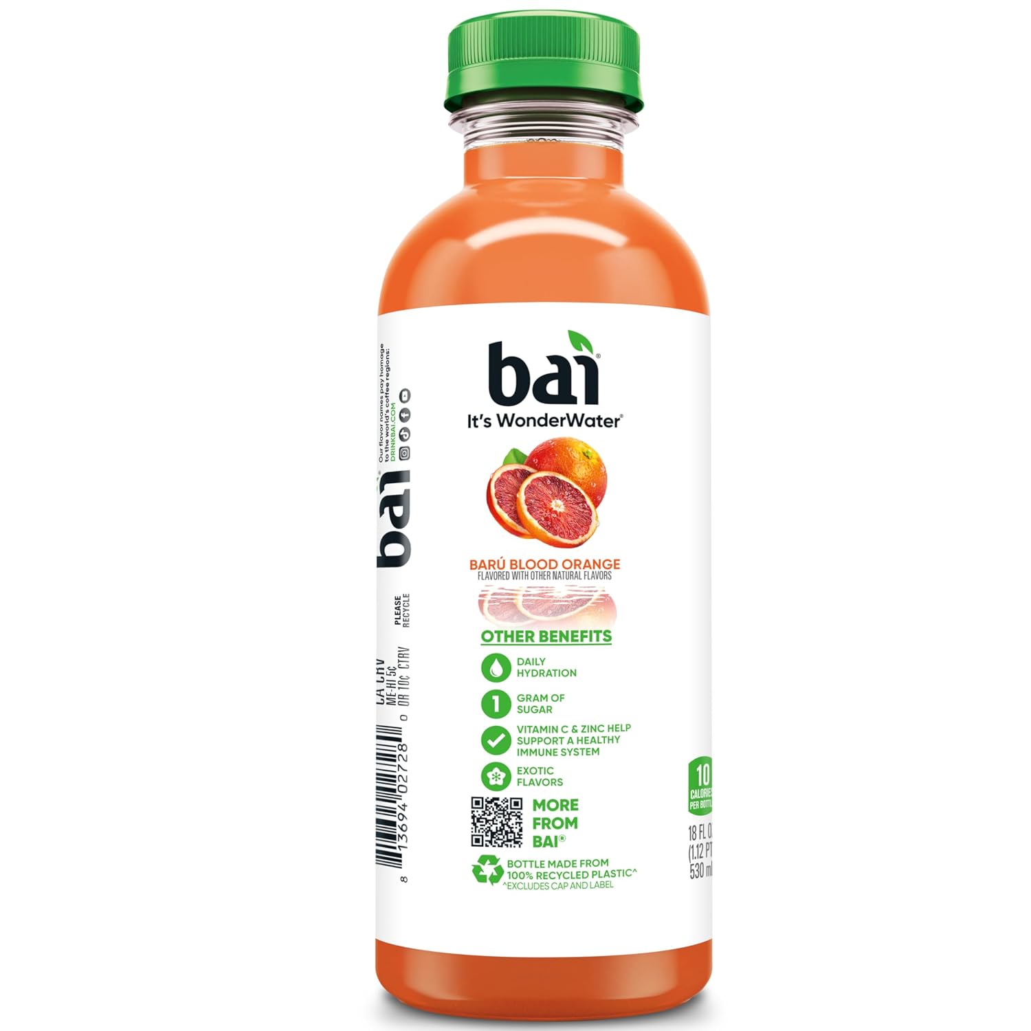 Bai Antioxidant Infused Water Beverage, Baru Blood Orange, 18 Fluid Ounce Bottle, 12 Pack