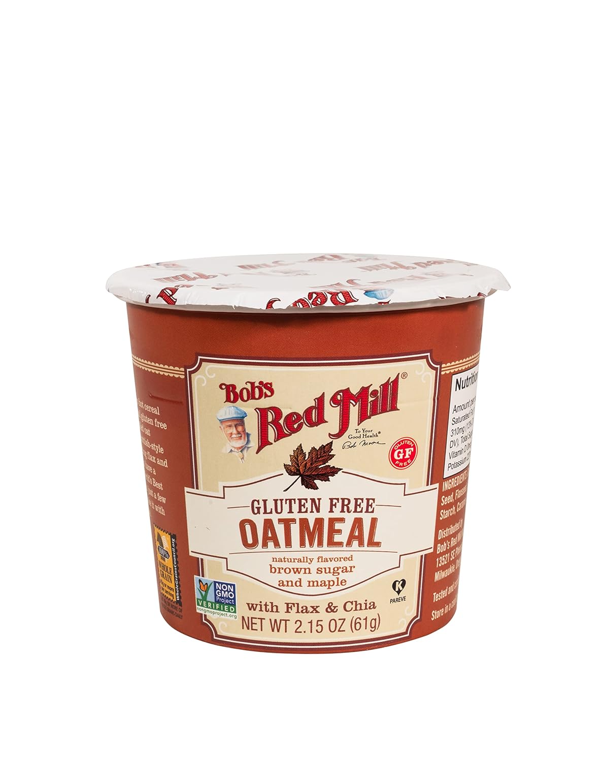 Bob's Red Mill Maple Brown Sugar Oatmeal Cup, 1 cup (Pack of 1) - Non GMO, Gluten Free, Whole Grain, Kosher