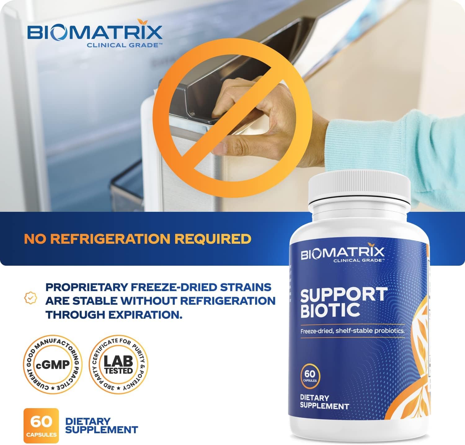 BioMatrix Saccharomyces boulardii Probiotic Supplement w/L. paracasei, L. rhamnosus, Bifidobacterium