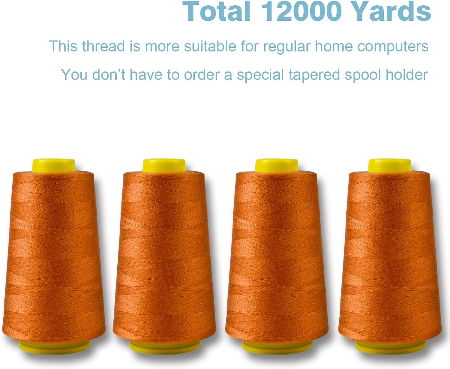 Black Serger Thread, All-Purpose Thread for Sewing, Polyester, 4 Cones of 3000 Yards Each Spool for Sewing Machine