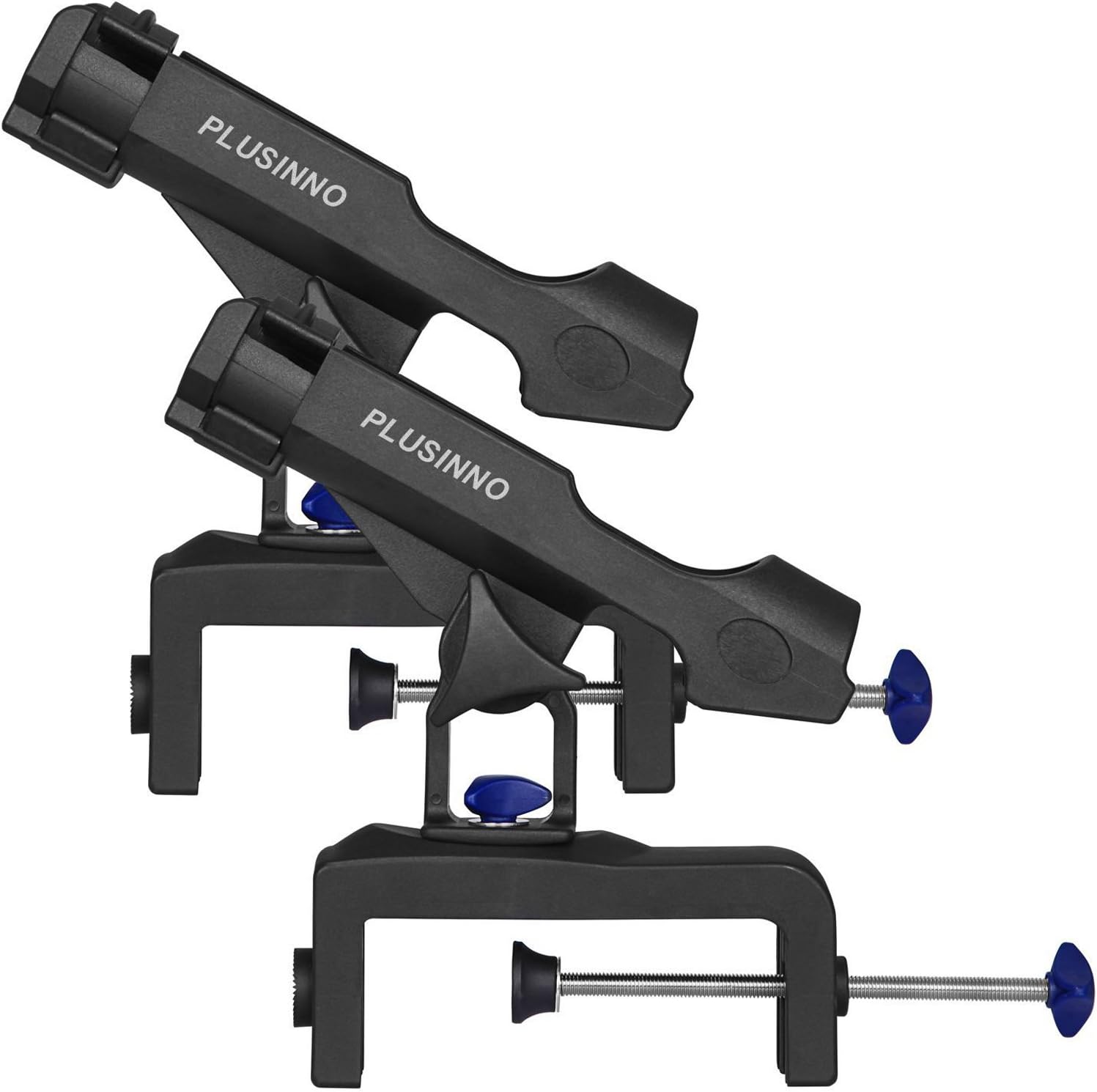 PLUSINNO Rod Holders for Fishing Boat Adjustable Pole Rod Holder | Universal Fit Most Fishing Rod, with Rod Protective Strap, Large Clamp Opening 360°, Horizontal Vertical Compatible