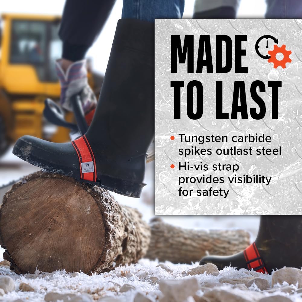 K1 Mid-Sole Ice Cleats for Men & Women - Rotatable Traction Aids For Winter Snow - Hi Vis - Low Profile