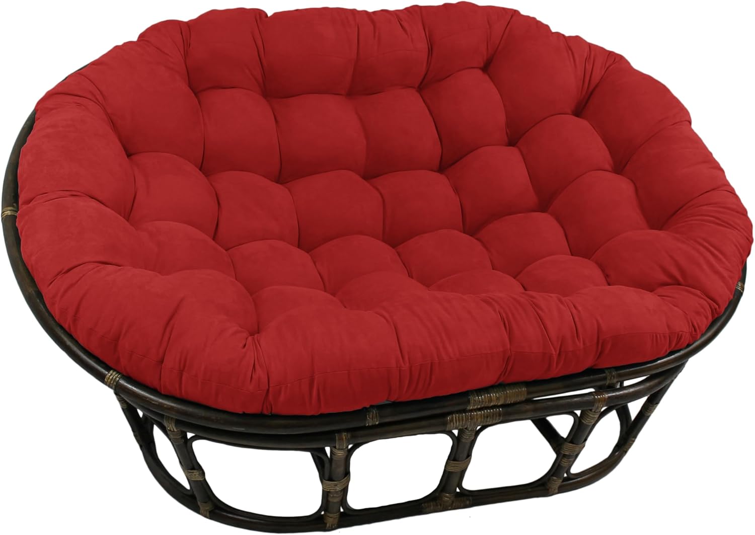 Blazing Needles Solid Microsuede Double Papasan Chair Cushion, 58" x 6" x 78", Black