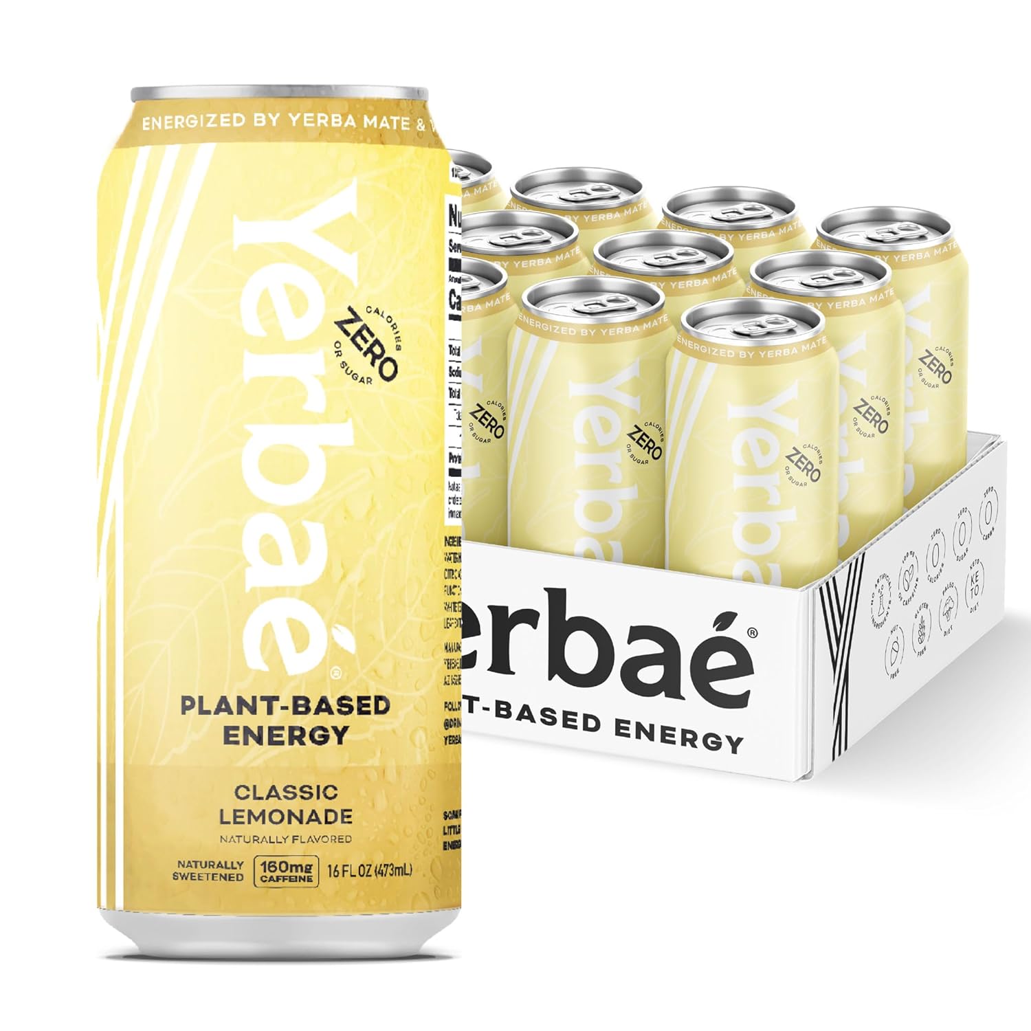 Yerbaé Energy Seltzer - Variety Performance Pack. No Sugar/Calories/Carbs. Energized by Yerba Mate Naturally Caffeinated Plant-Based, Healthy Alternative to Coffee/Sugary Sodas, Pack of 12, 12oz cans