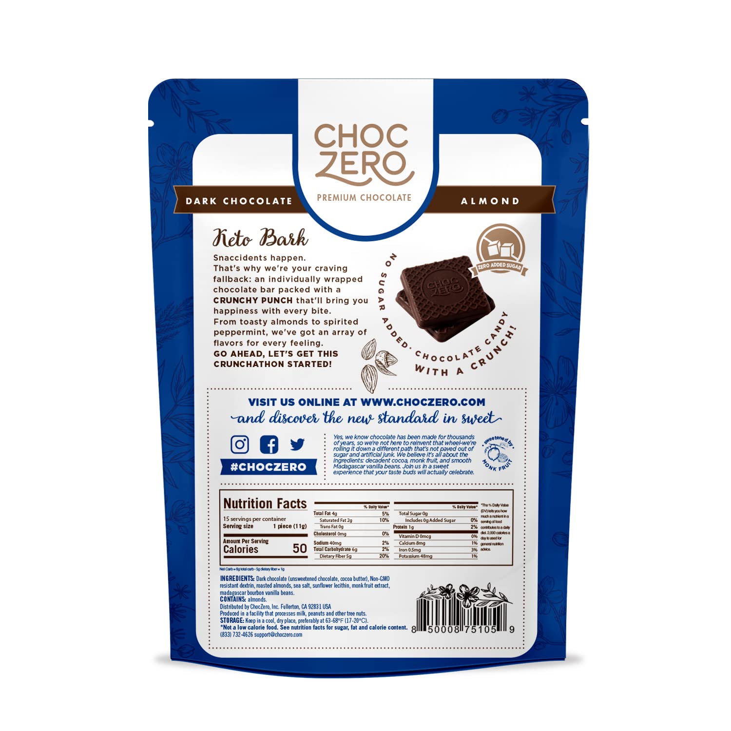 Choczero, Bark Almond Dark Chcolate Sea Salt, 6 Ounce