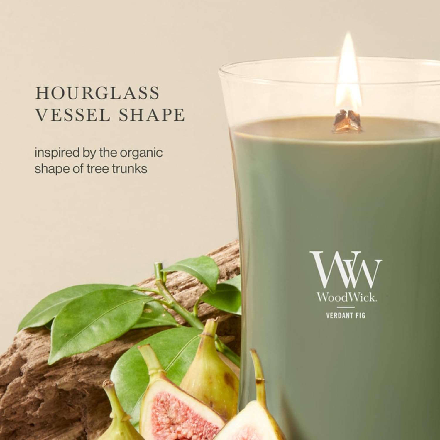 WoodWick Fireside Holiday Candle Gifts for Women and Men, 9.7 oz Medium Hourglass Candle with Crackling Wick
