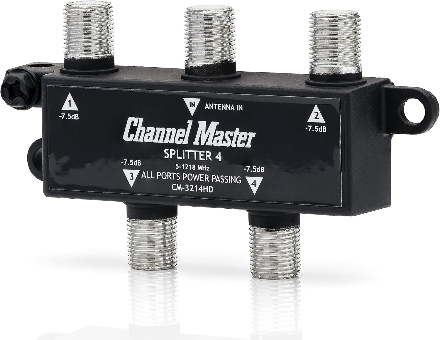 Channel Master Splitter 2 | 2-Way Splitter Distributes Digital HDTV Antenna Signal to 2 TVs, One Input and Two Outputs, Power Passing for Preamplifiers and Boosters, Low-Loss Design, Indoor/Outdoor