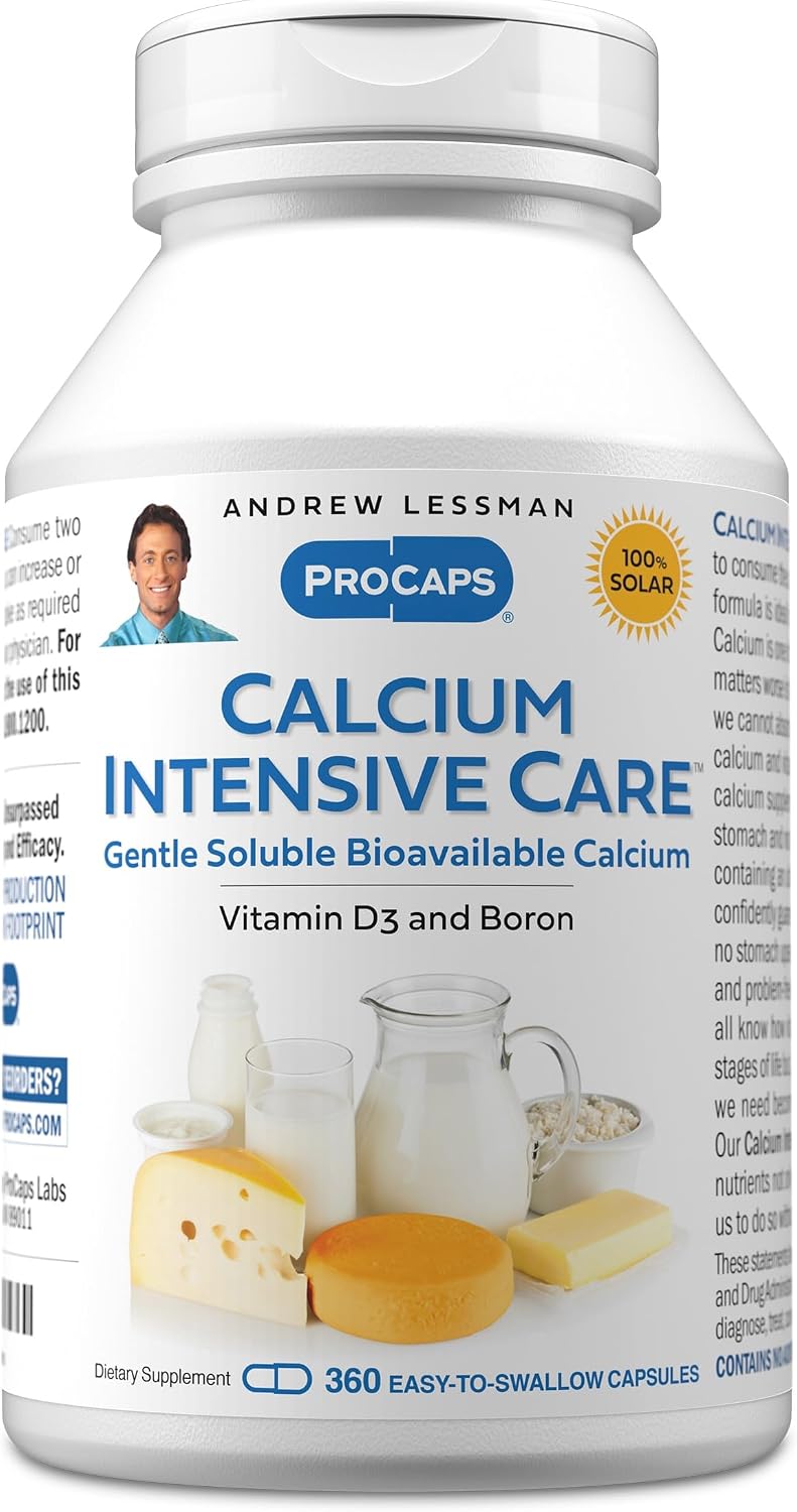 ANDREW LESSMAN ProCaps Calcium Intensive Care 60 Capsules | Ultra fine calcium with vitamin D3 and boron to support healthy bones, teeth and skeletal health in easy-to-swallow capsules.