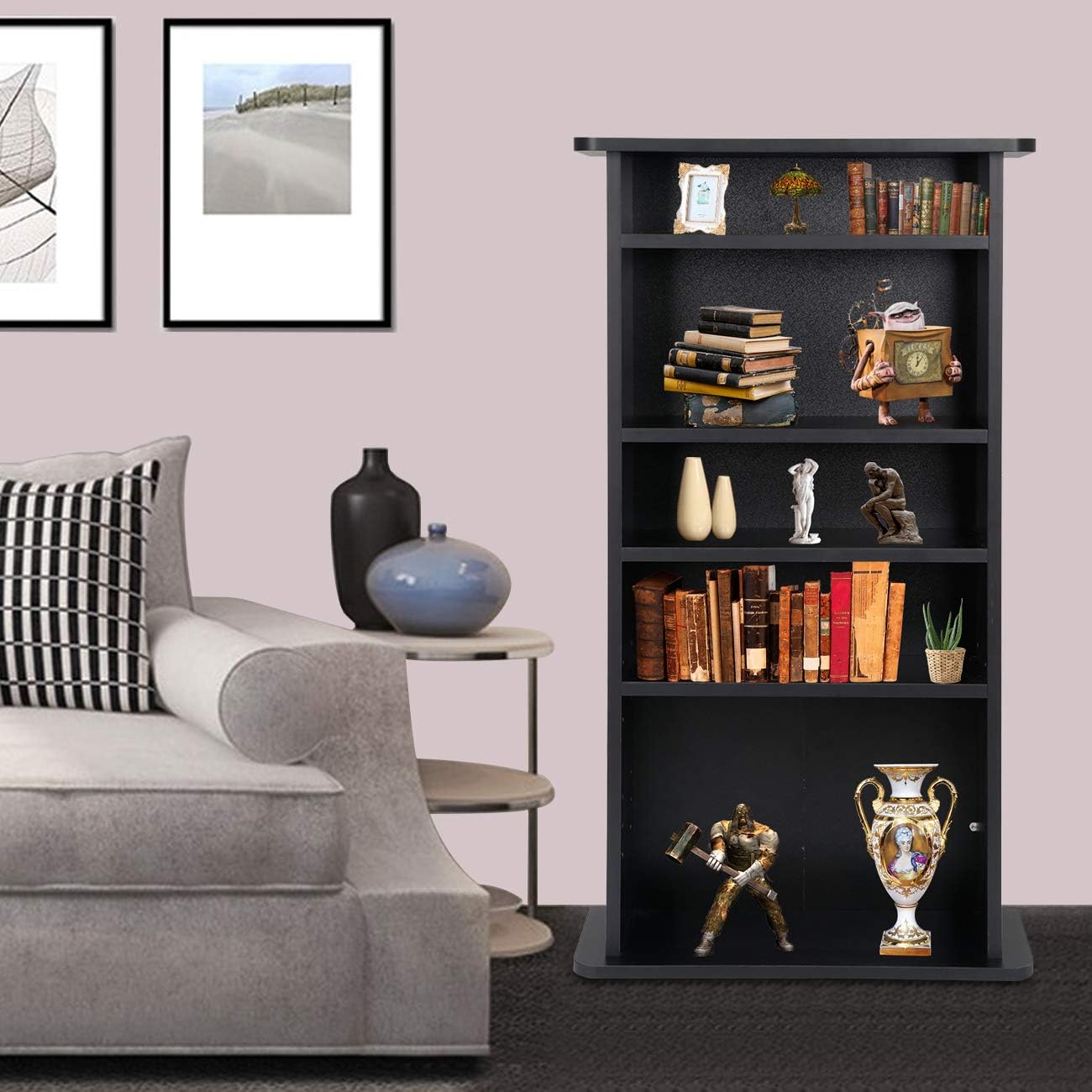 Nova Microdermabrasion 5 Tier DVD cd Storage DVD Shelf Adjustable Bookshelf Bookcase Media Storage Organizer Cabinet for CDs, Books, Video Games, Arts
