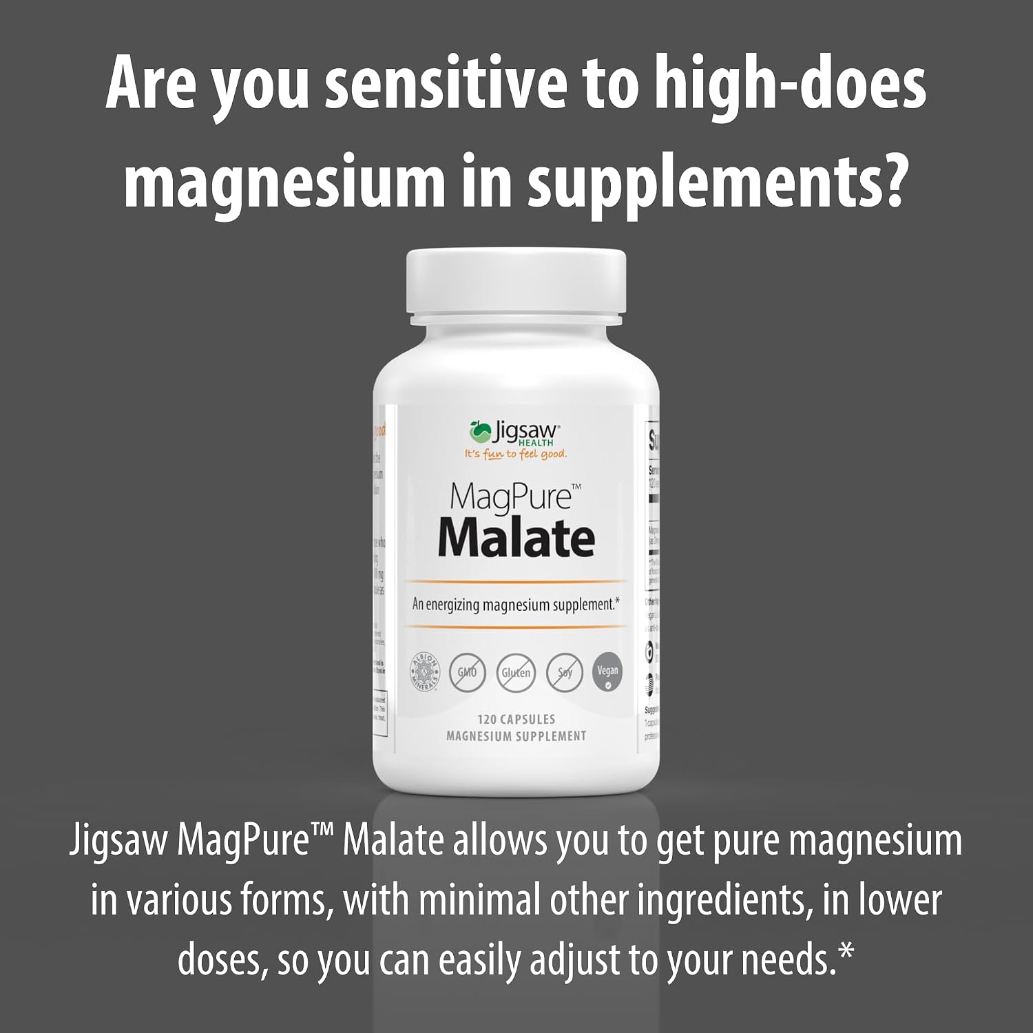 Jigsaw Health MagPure Malate | Premium Magnesium Malate Capsules | 120 Servings