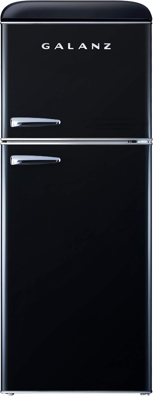 Galanz GLR46TRDER Retro Compact Refrigerator with Freezer Mini Fridge with Dual Door, Adjustable Mechanical Thermostat, 4.6 Cu Ft, Red (Black)