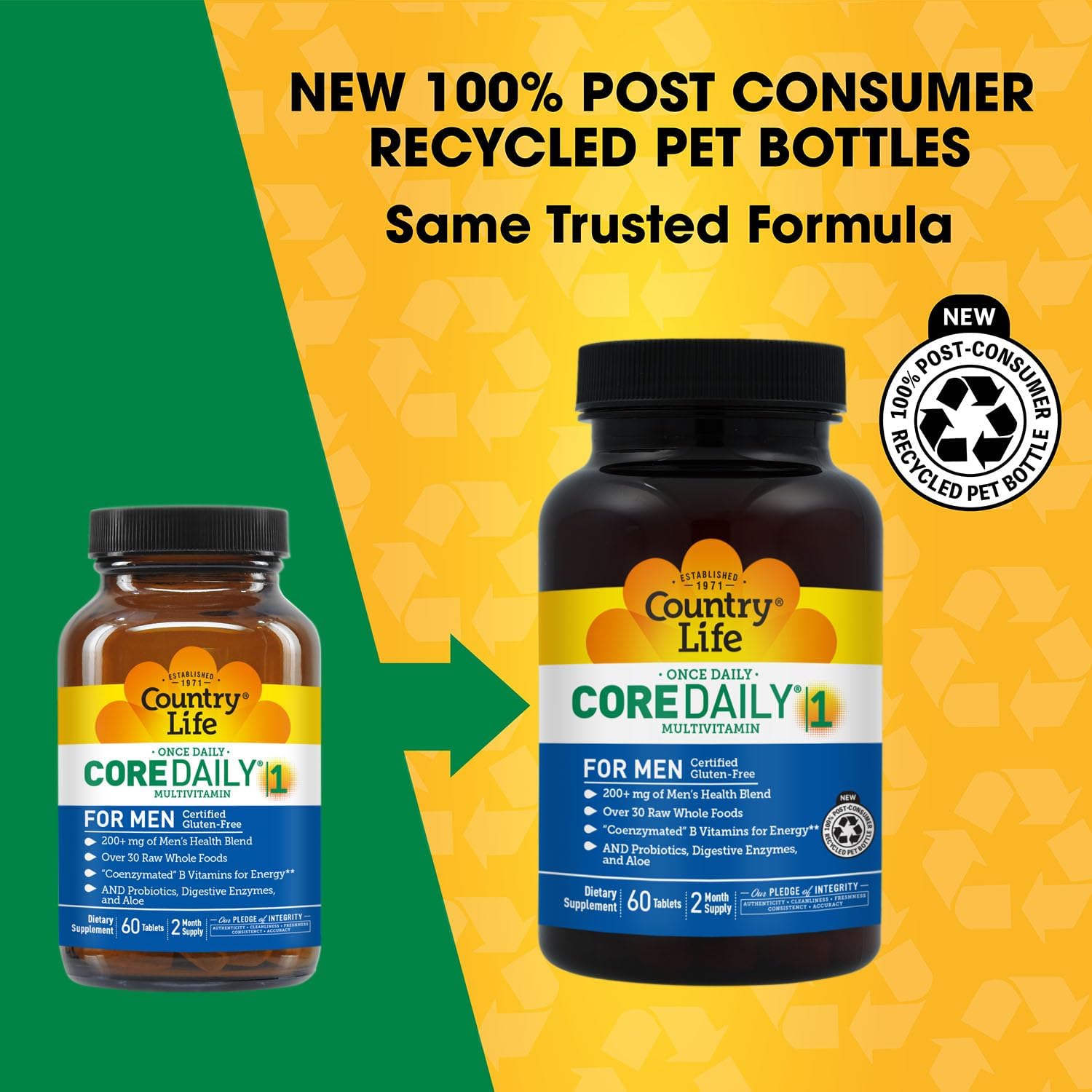 Country Life Core Daily-1 Multivitamin for Men with Probiotics, 60 Tablets | Supports energy metabolism