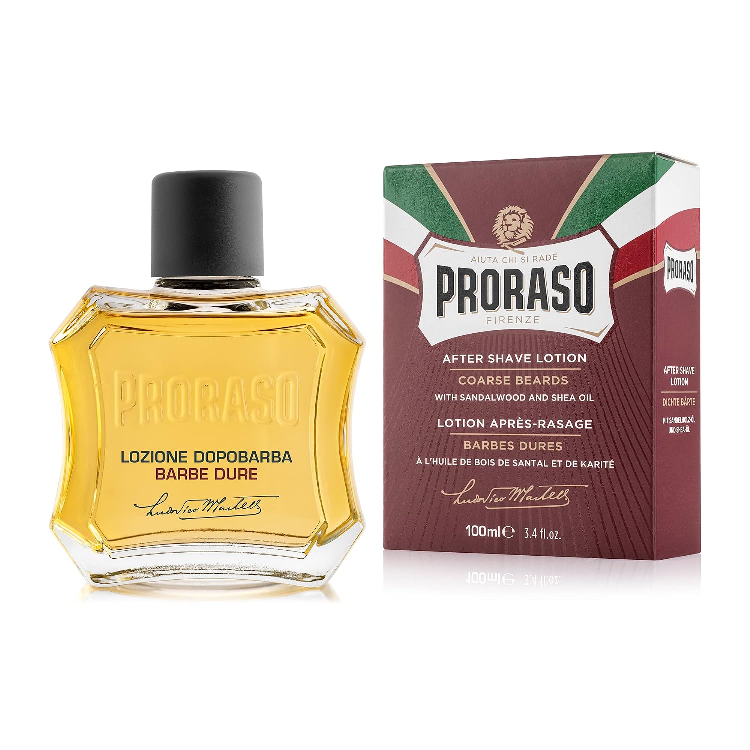 Proraso After Shave Lotion - Sandalwood Oil & Shea Butter - Moisturizing & Nourishing After Shave Splash for Coarse Beards or Hard - Premium Italian