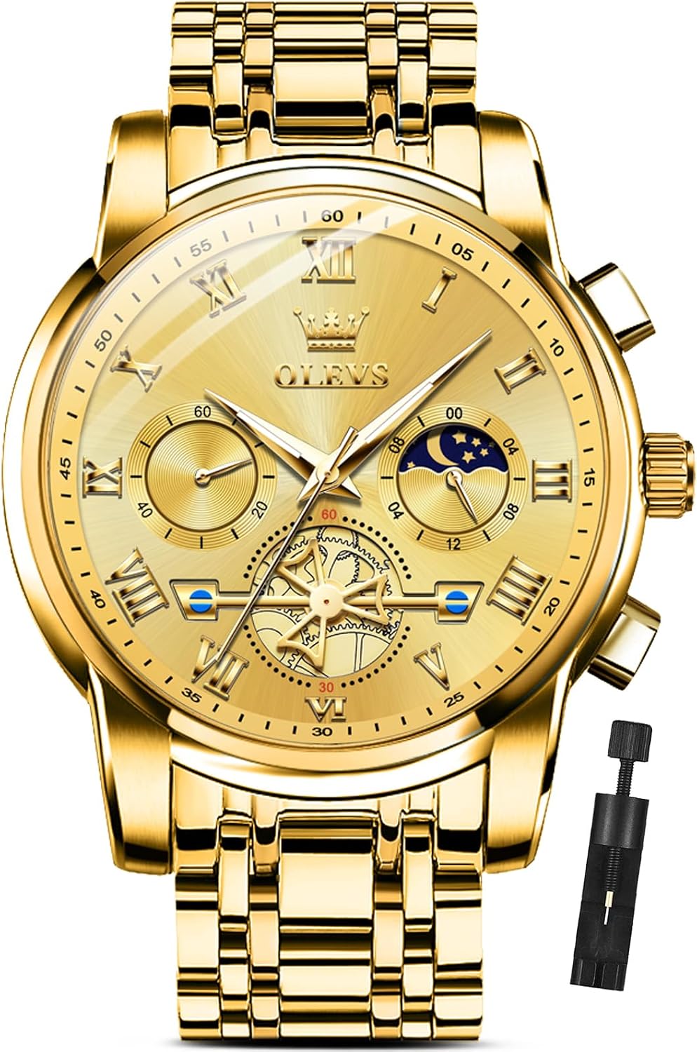 OLEVS Watch Men Luxury Dress Stainless Steel Date Analog Watch Waterproof