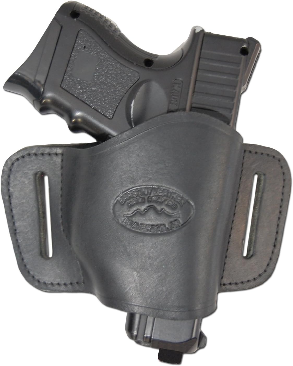 New Barsony Quick Slide Gun OWB Black Leather Holster for Compact 9mm 40 45 Pistols