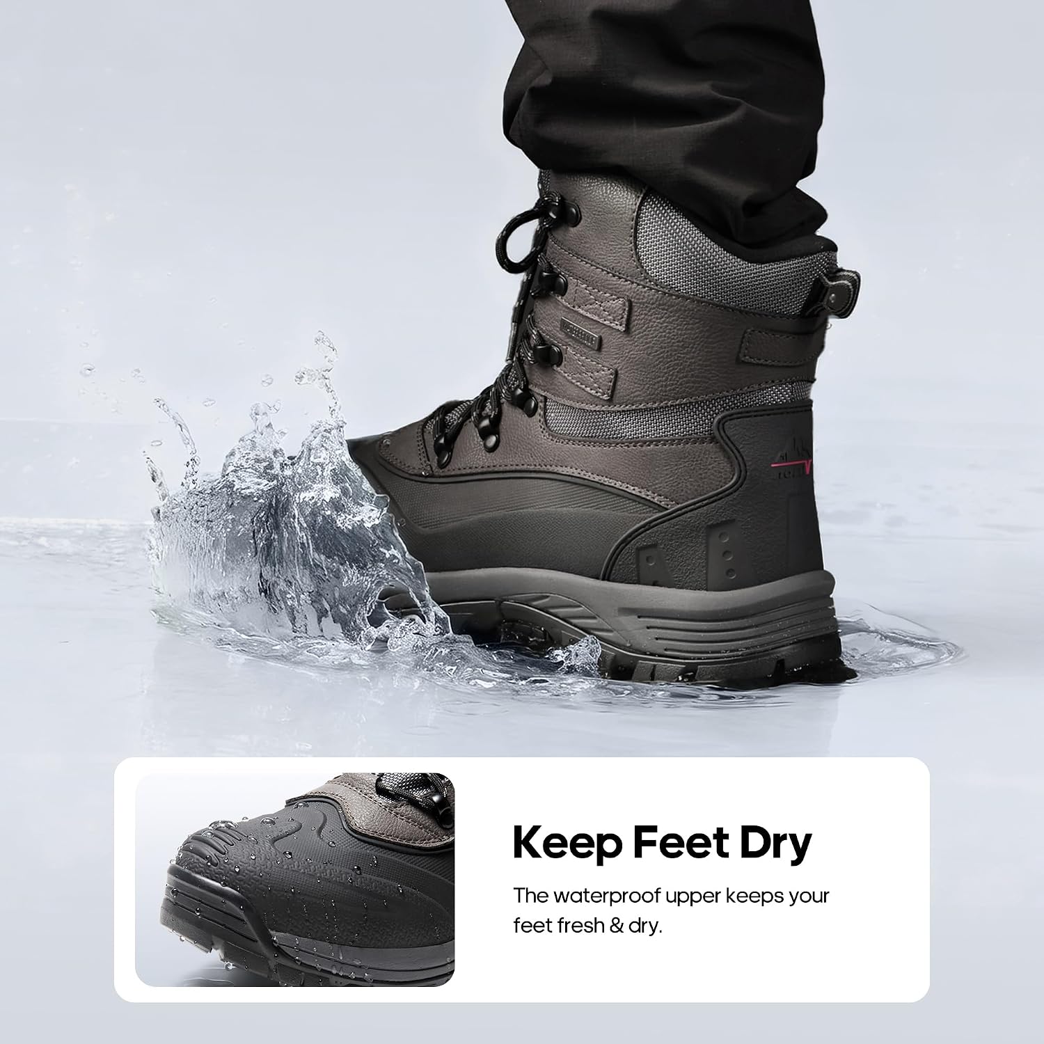 NORTIV 8 Men's Insulated Waterproof Winter Snow Boots | Sealed Build Keeps Feet Dry; Rubber Outsole Boosts Grip; Stable Fit Adds Support; Ideal for Hiking, Daily Wear BRIGADE
