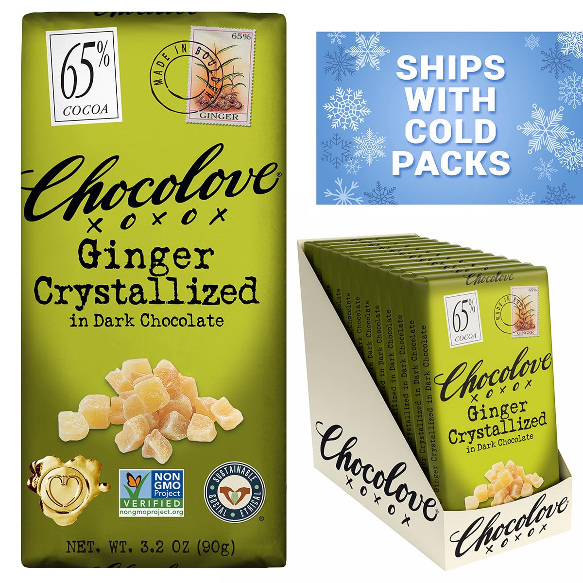 Chocolove Cherry & Almonds Dark Chocolate Bars | 55% Cocoa | Infused with Real Cherries & Crunchy Almonds | Crafted with Premium Chocolate | 3.2 oz Bar (12 Pack)