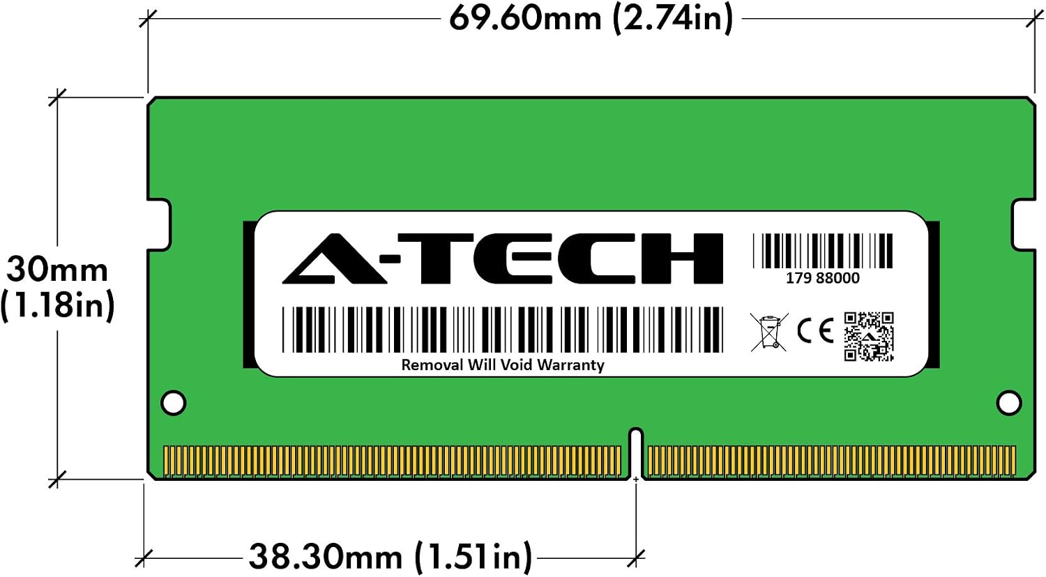 A-Tech 8GB DDR4 3200 MHz SODIMM PC4-25600 (PC4-3200AA) CL22 Non-ECC Laptop RAM Memory Module