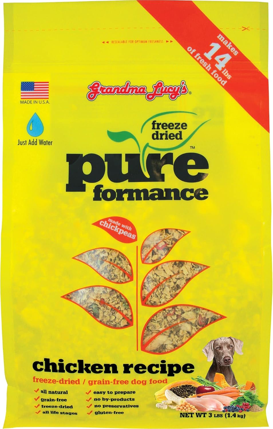Grandma Lucy's PUREformance Pre-Mix Dog Food, Grain Free and Freeze-Dried - 3Lb Bag