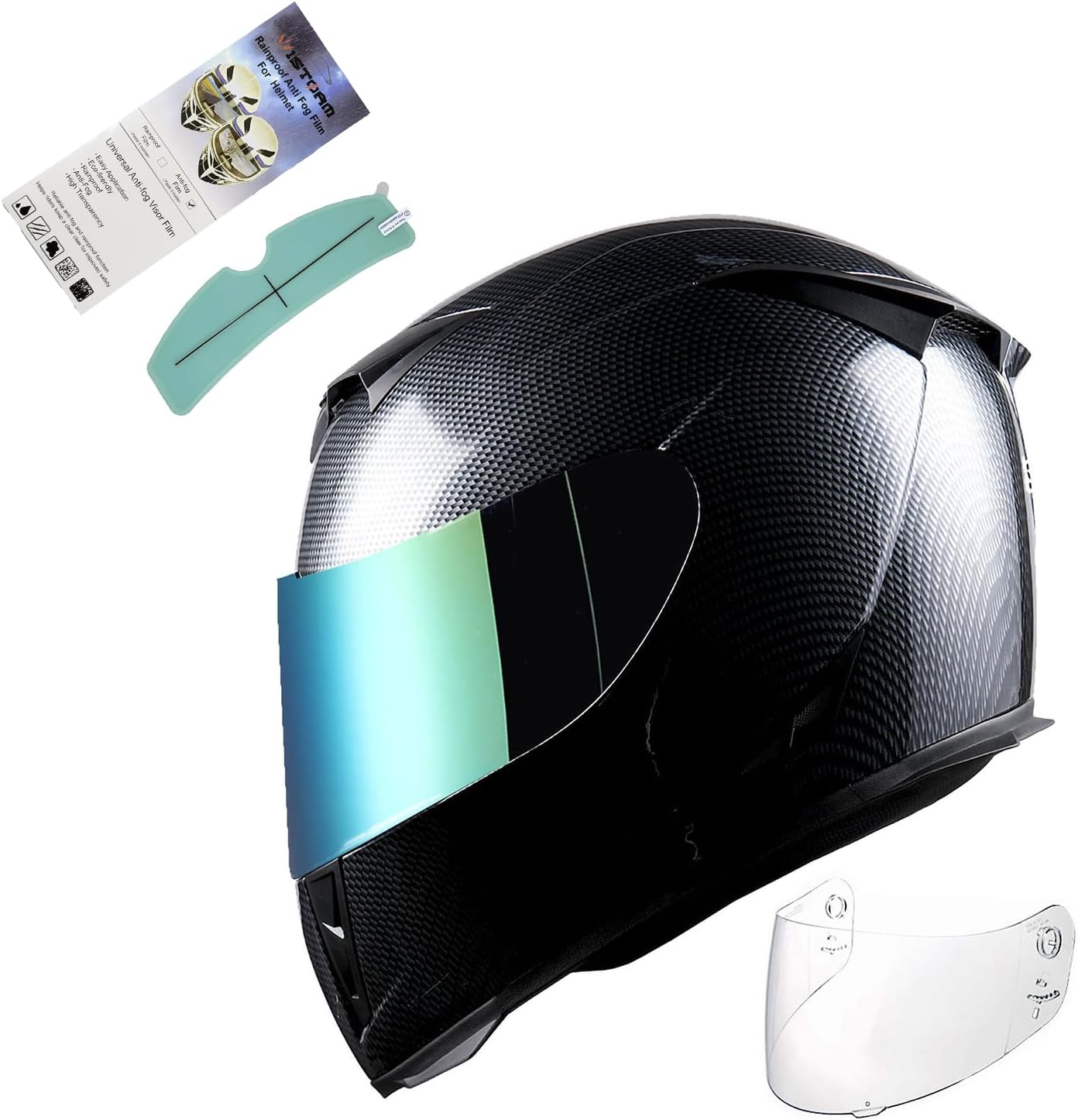 1Storm Motorcycle Full Face Helmet Skull King Matt Black + One Extra Clear Shield: HJK311