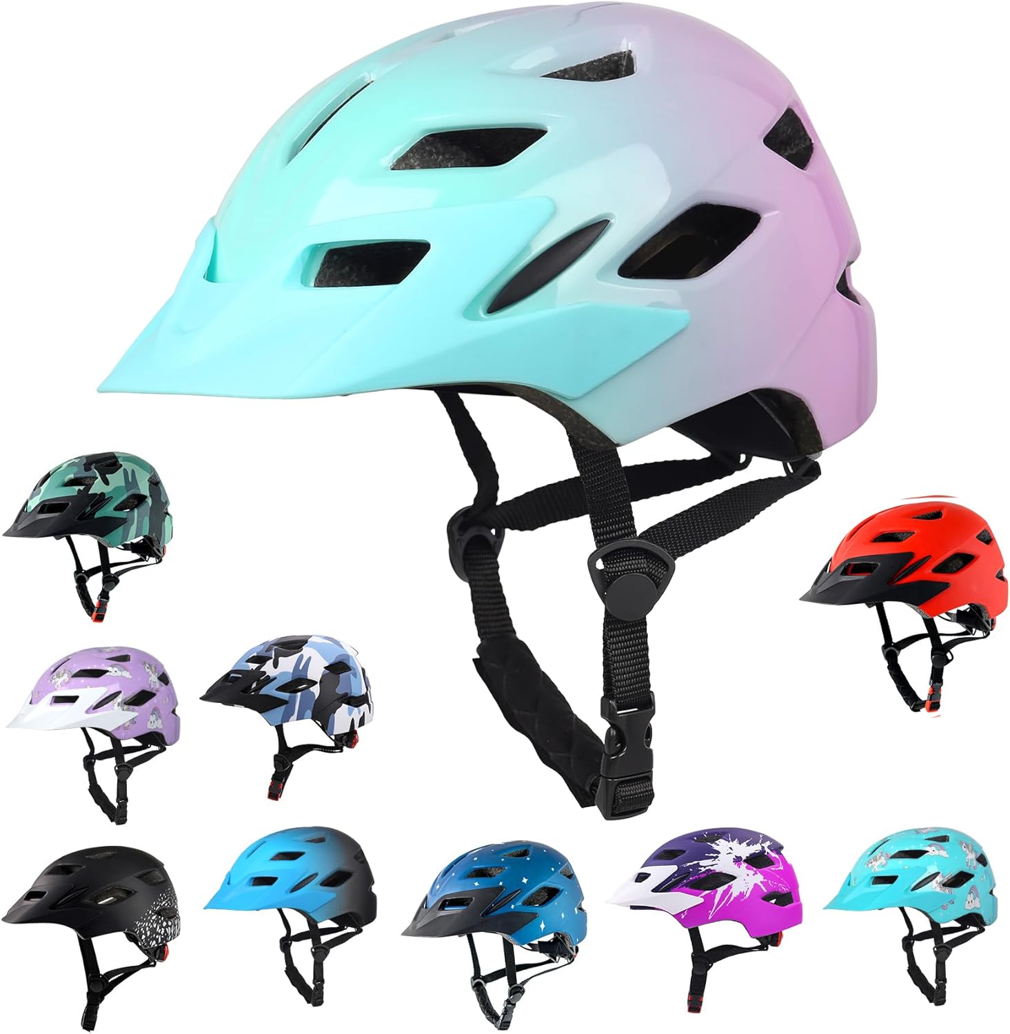 Kids Bike Helmet with LED Light for Youth Teen Toddler Boys Girls