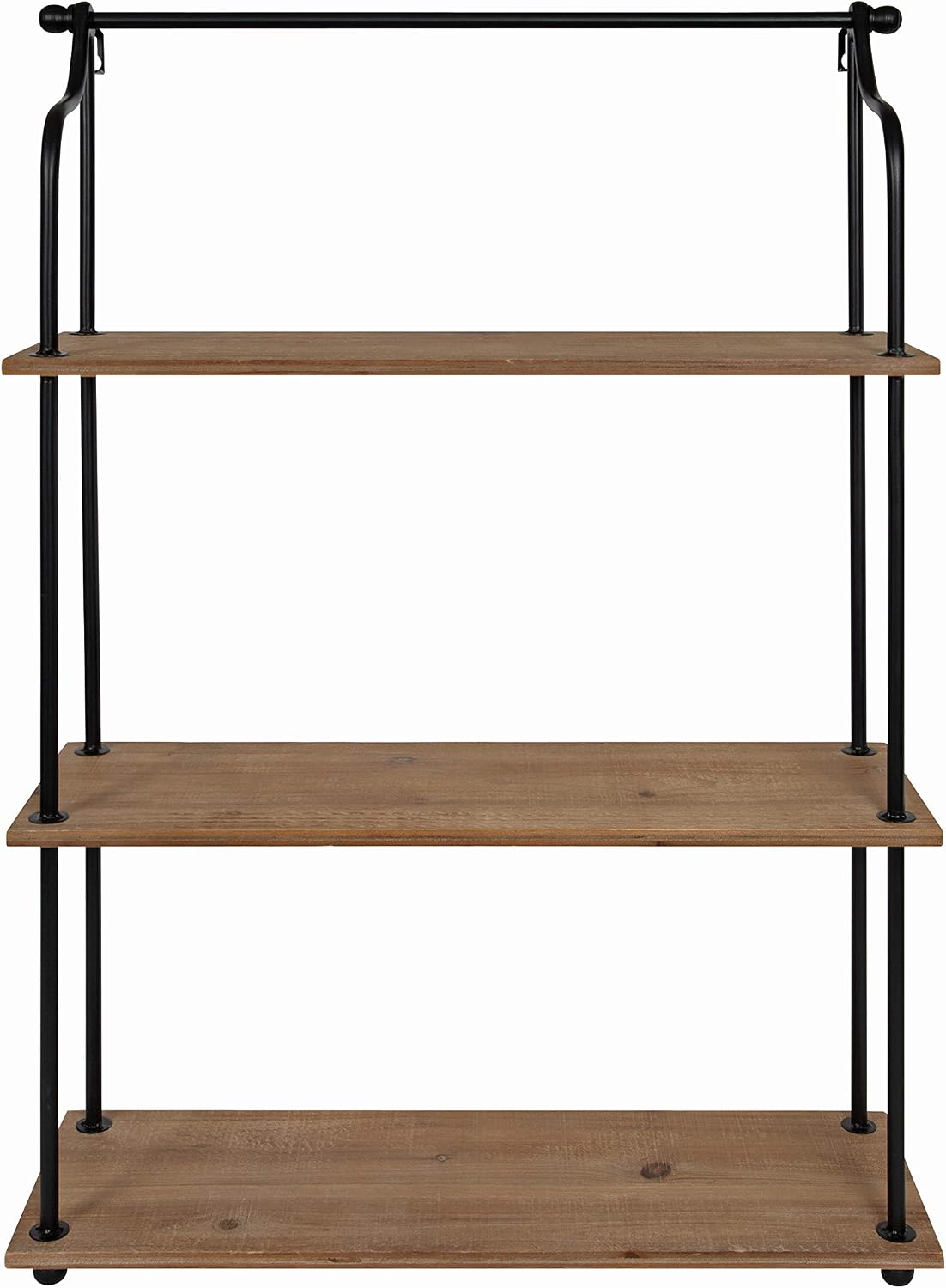 Kate and Laurel Walters Wood and Metal 3-Tier Shelving, 21" x 32", Rustic Brown and Black, Shabby-Chic Industrial Shelves for Storage and Decor