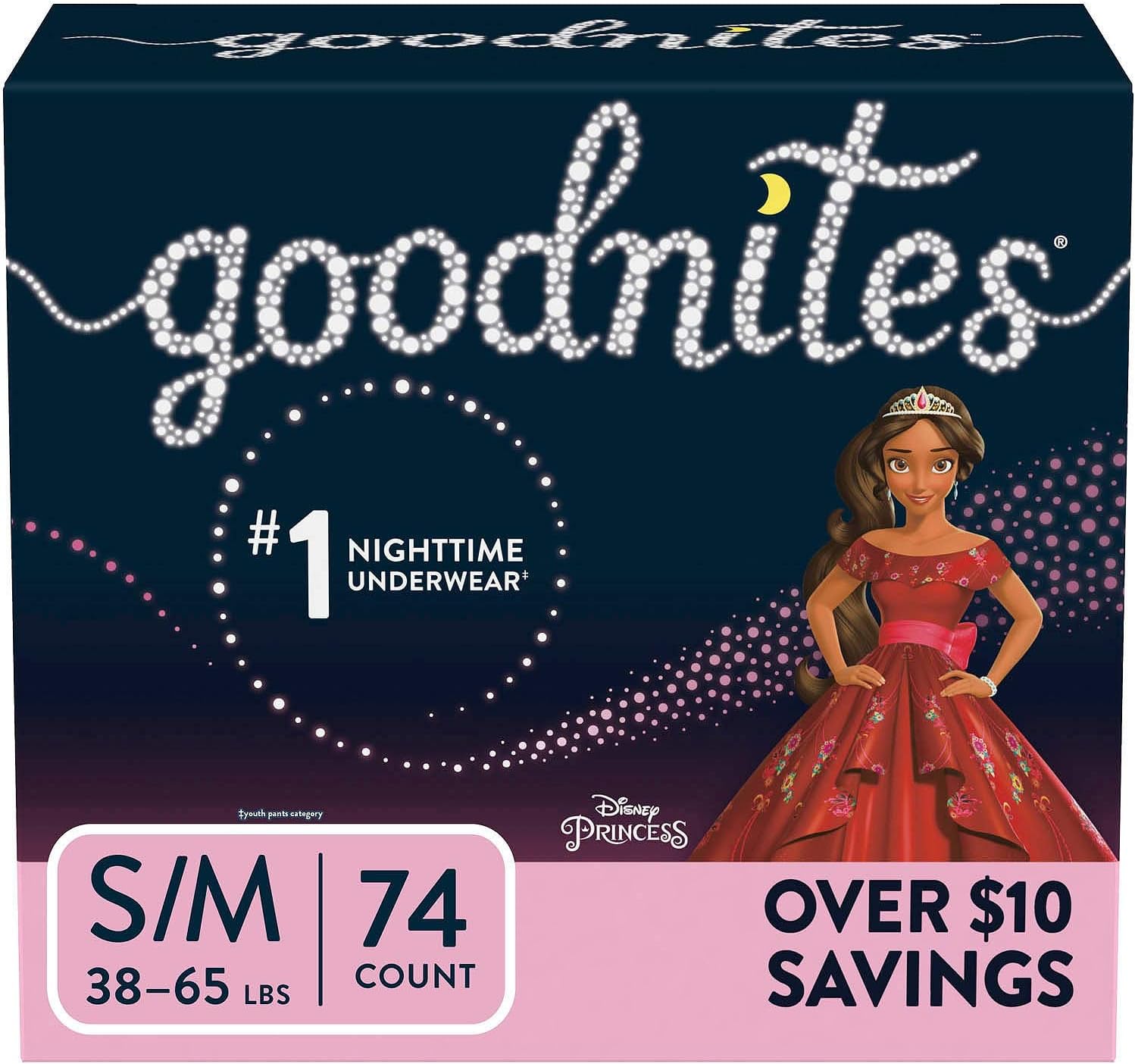 Goodnites Girls' Nighttime Bedwetting Underwear, Size S/M (43-68 lbs), 14 Ct, Packaging May Vary