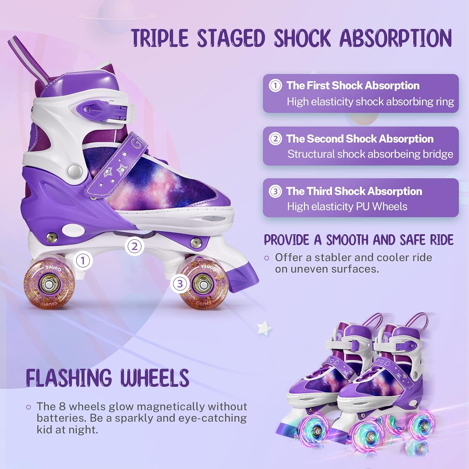 Gonex Roller Skates for Girls Kids Women with Light-Up Wheels