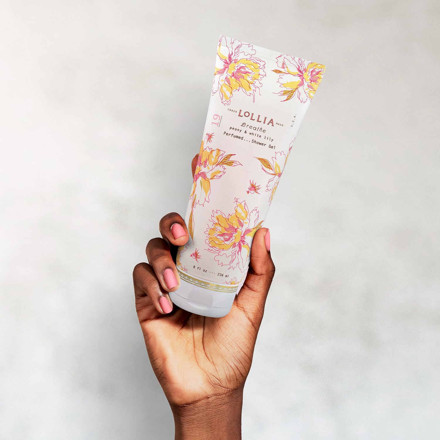 LOLLIA Wish Shower Gel, 8 fl oz, Vanilla Bean, Rice Flower, Jasmine Leaves, & Sugar Cane, Luxury Shea Moisture Hydrating Women's Body Wash, Delicate & Relaxing Scented Bath Soap for Self Care