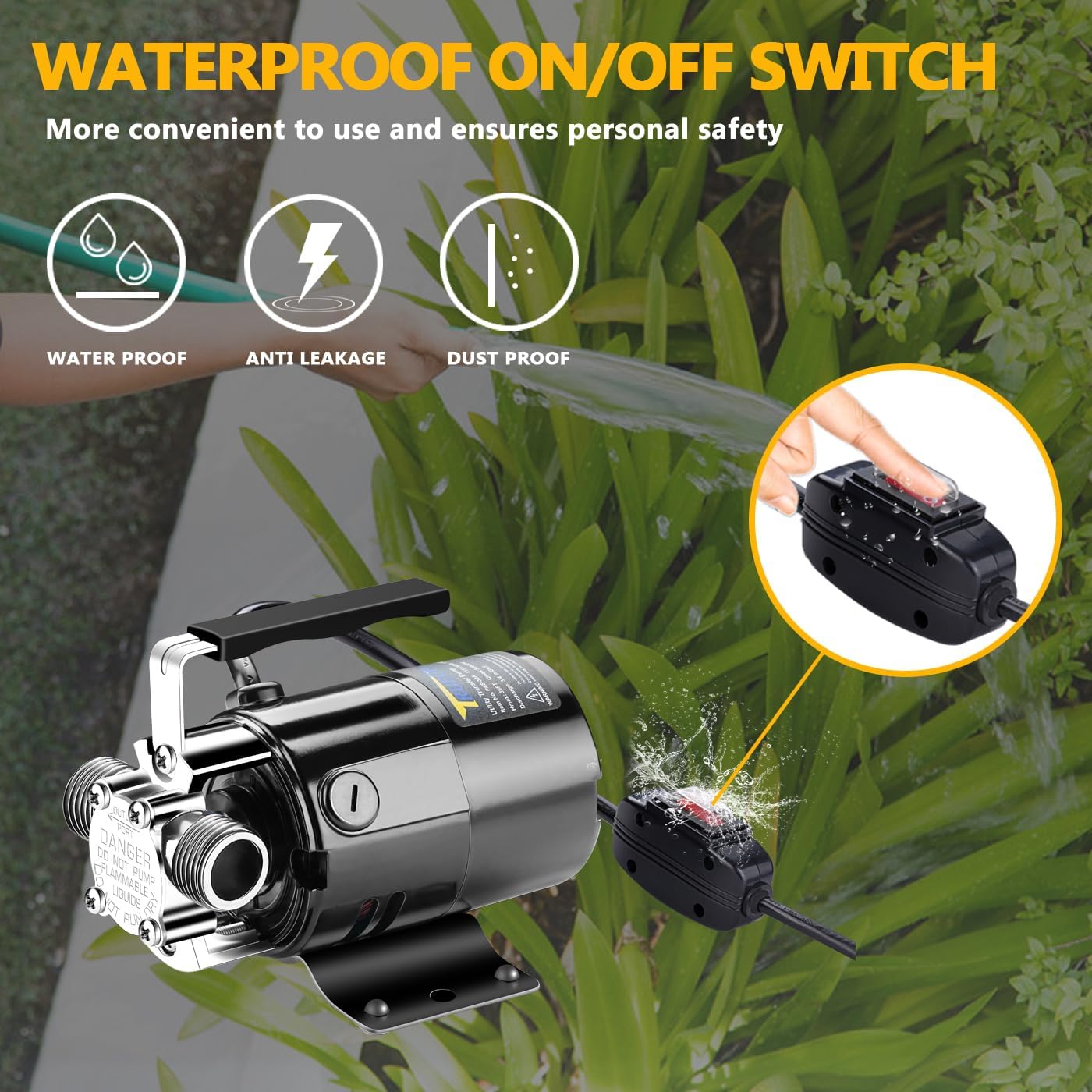 Water Transfer Pump, 115V 1/10HP 330GPH Electric Utility Water Pump with 6ft Water Hose Kit, Portable Small Water Pump For Pool Draining, Removing Water From Rain Barrel, Aquariums, etc.