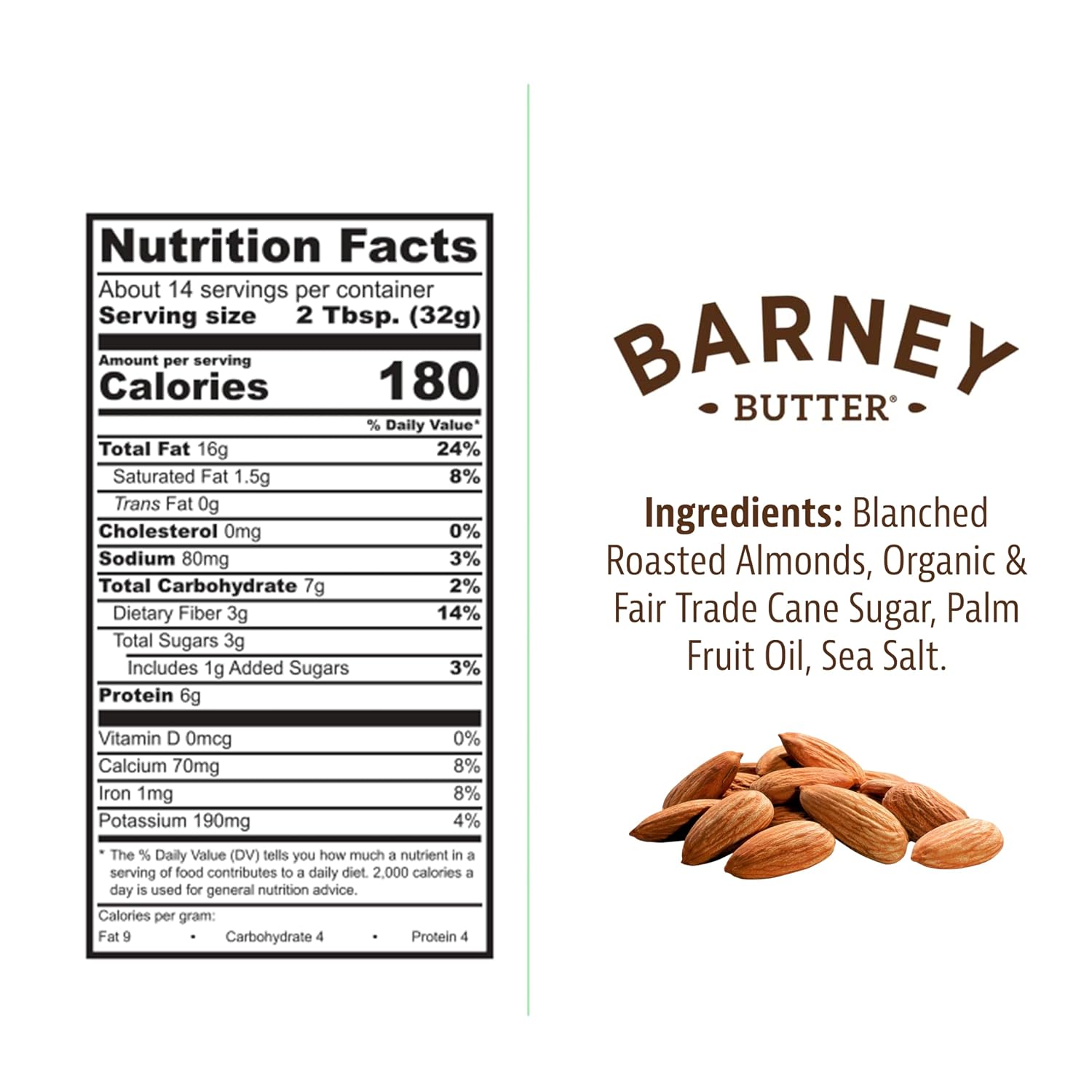 Barney Butter Almond Butter, Bare Smooth, 16 Ounce Jar, No Added Sugar or Salt, Skin-Free Almonds, No Stir, Non-GMO, Gluten Free, Keto, Paleo, Vegan
