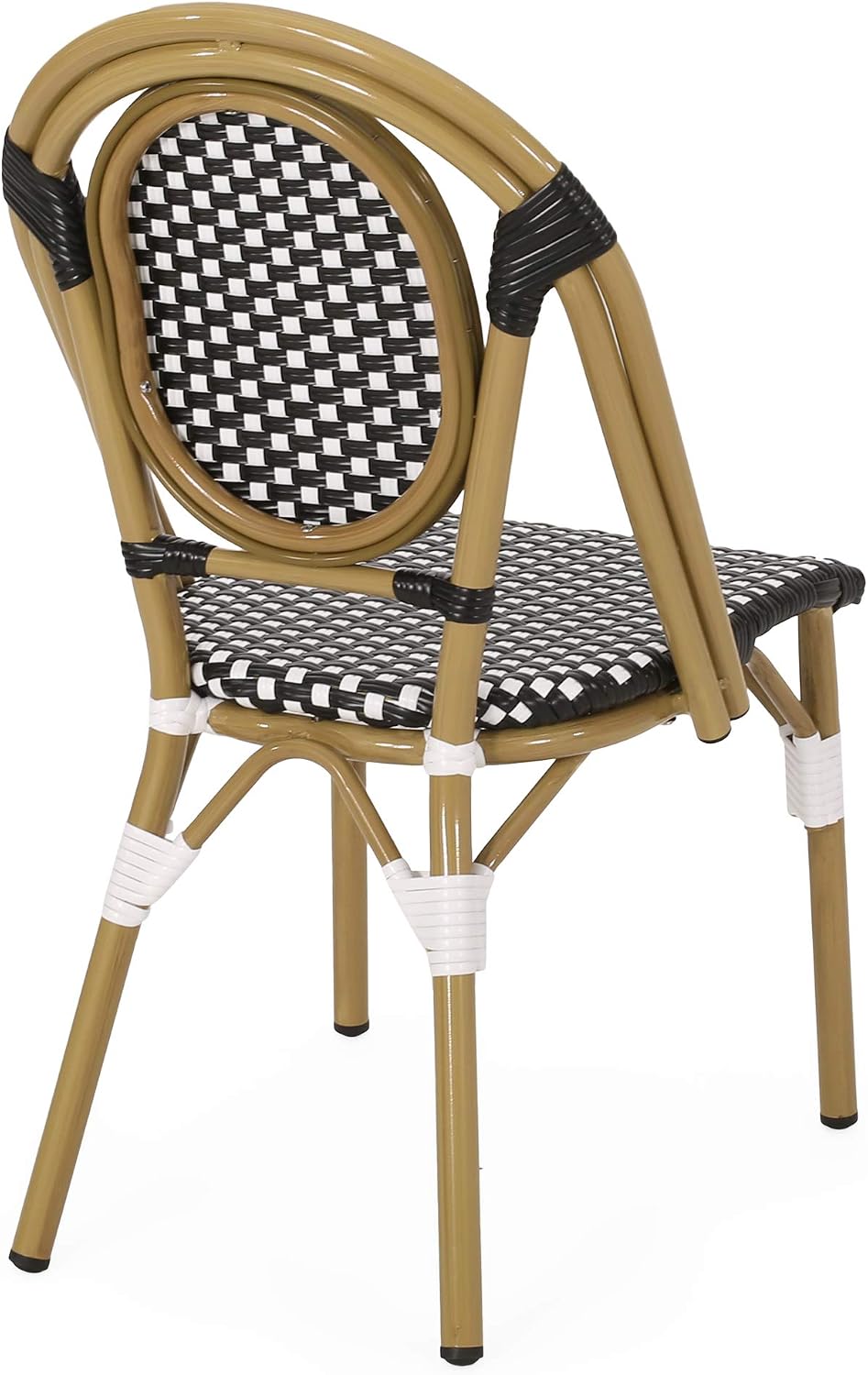 Christopher Knight Home Gwendolyn Outdoor French Bistro Chairs (Set of 4), Black + White + Bamboo Print Finish