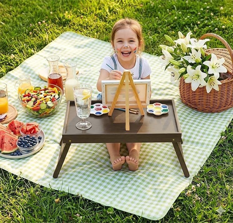 Bamboo Bed Tray Table with Foldable Legs, Breakfast Tray for Sofa, Bed, Eating, Working, Used As Laptop Desk Snack Tray by Pipishell