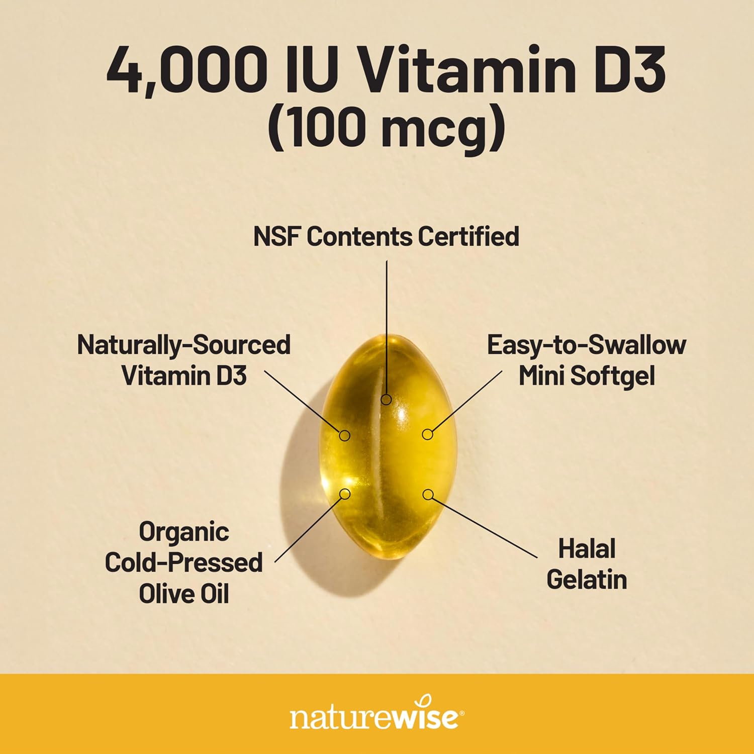 NatureWise Vitamin D3 5000IU Supplement, Immune Support, 360 Mini Softgels