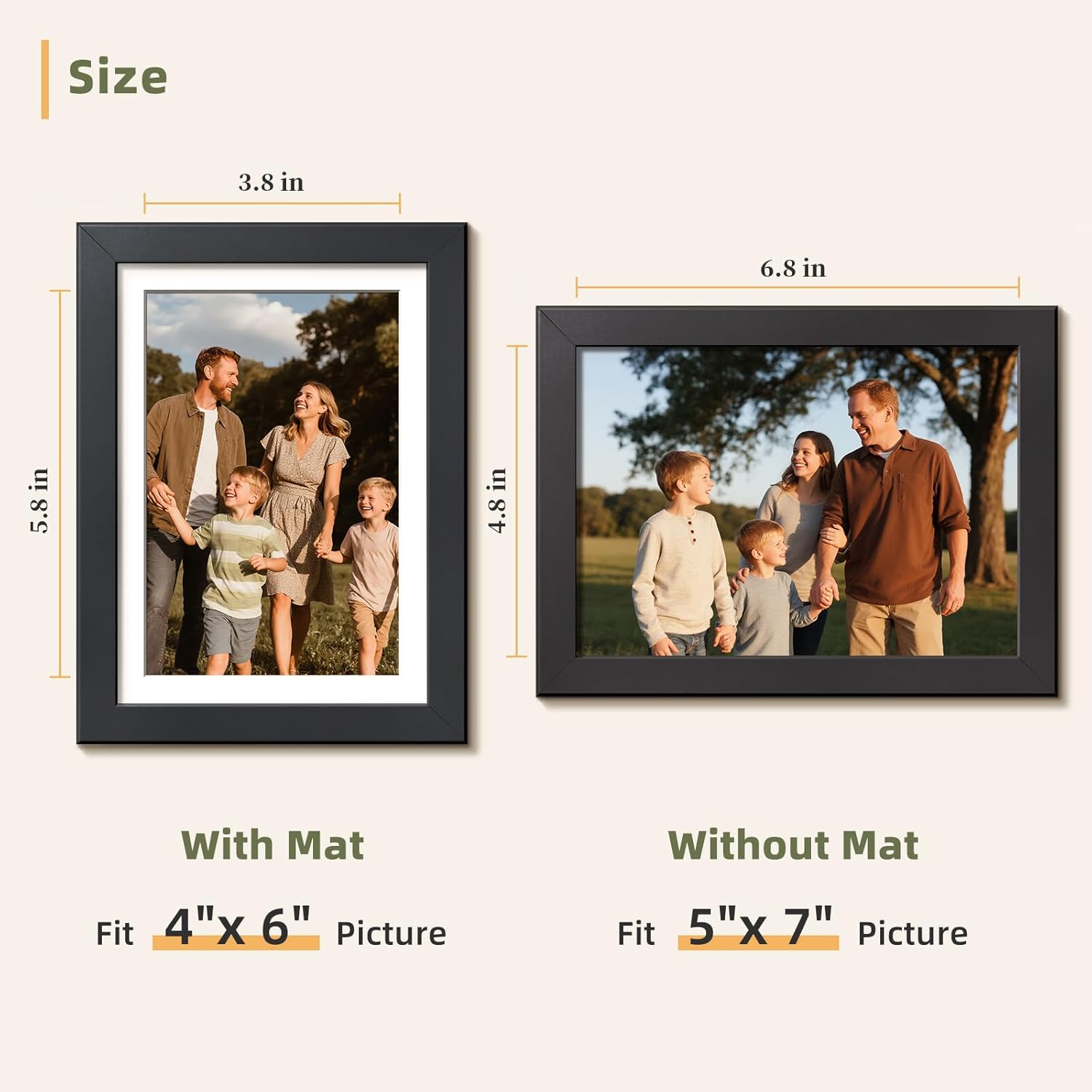 HappyHapi 8x10 Picture Frame Set of 6, Wall or Tabletop Display, White