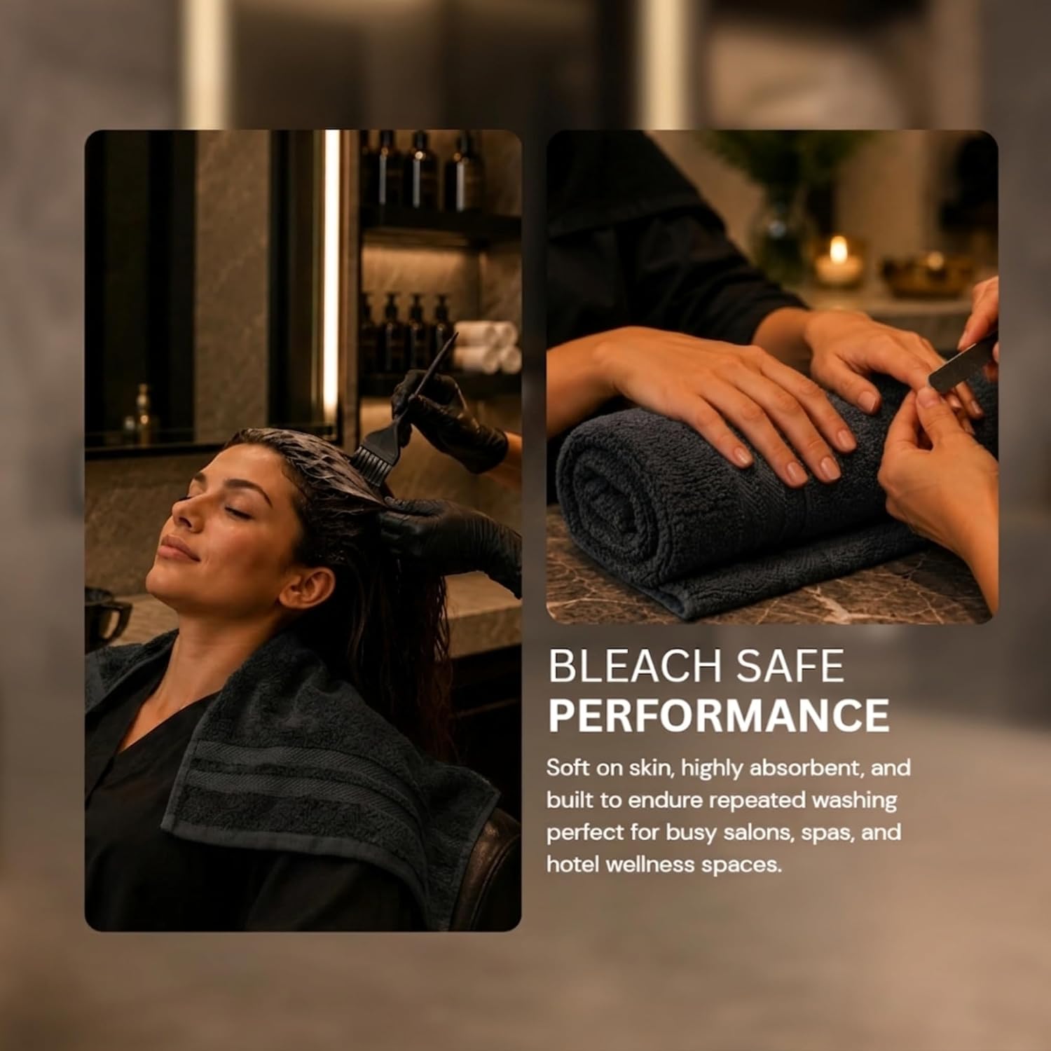 Utopia Towels Bleach Proof Salon Towels, Pack of 24, 16x27 in, Black | Bleach Safe 100% Cotton Salon Towels - Super Absorbent, Durable Ideal for Salon
