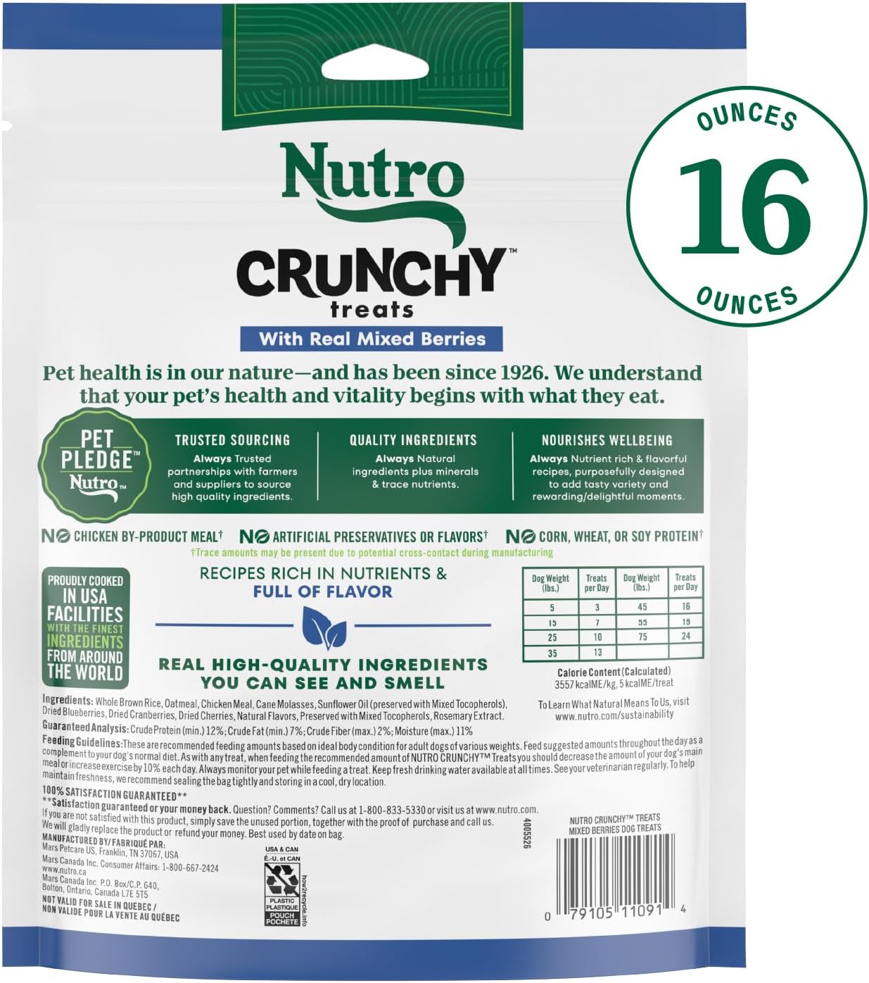 Nutro Crunchy Dog Treats with Real Mixed Berries, 16 oz | 5 calories per treat, natural ingredients, no corn, wheat, soy protein, low calorie, quality protein, ideal for training