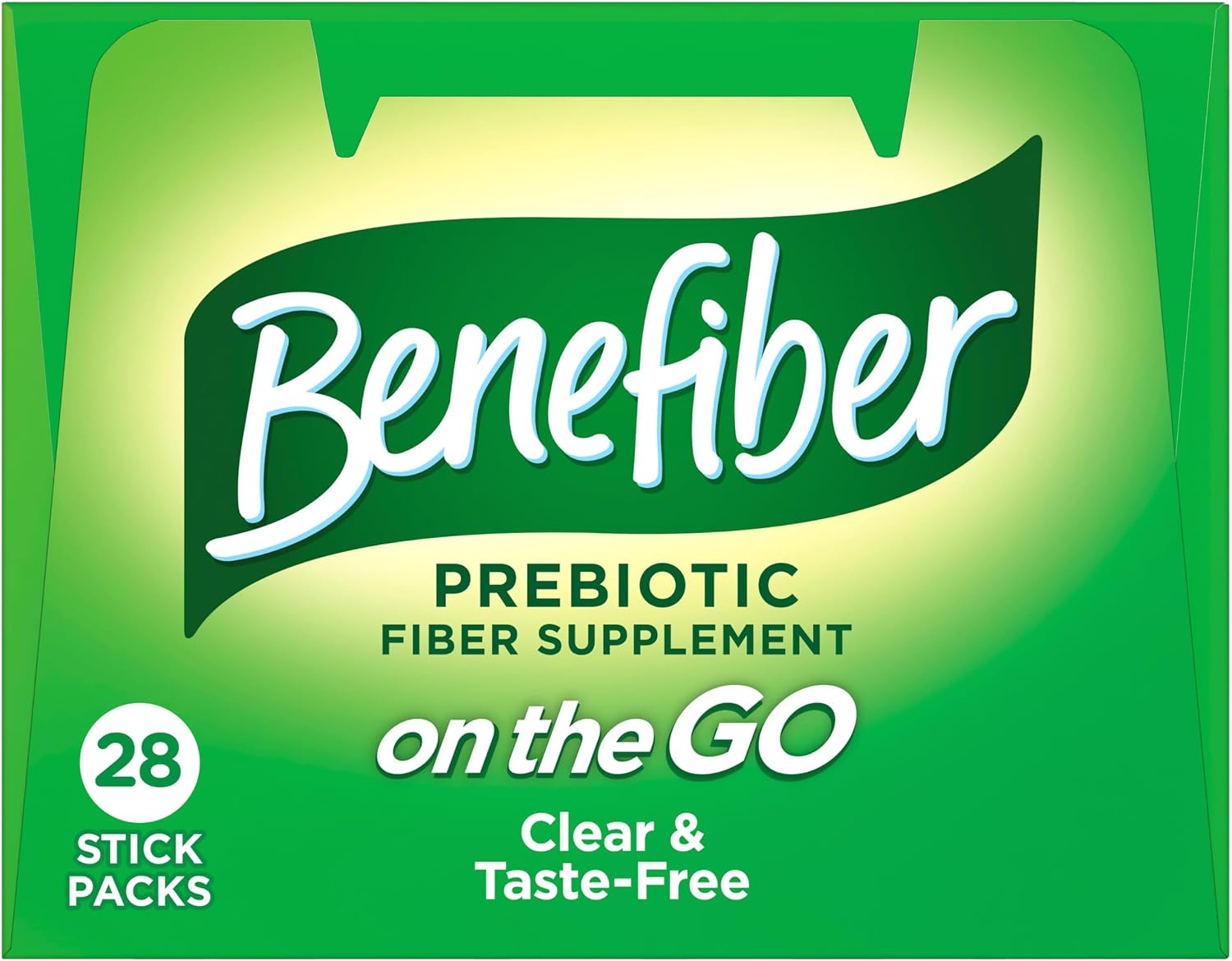 Benefiber Prebiotic Fiber Supplement Powder, Unflavored, 28 Stick Packs | Plant-based Prebiotic Fiber Powder, Sugar-Free, Dissolves Clear and Tasteless, GLP-1 Support for Digestive Health