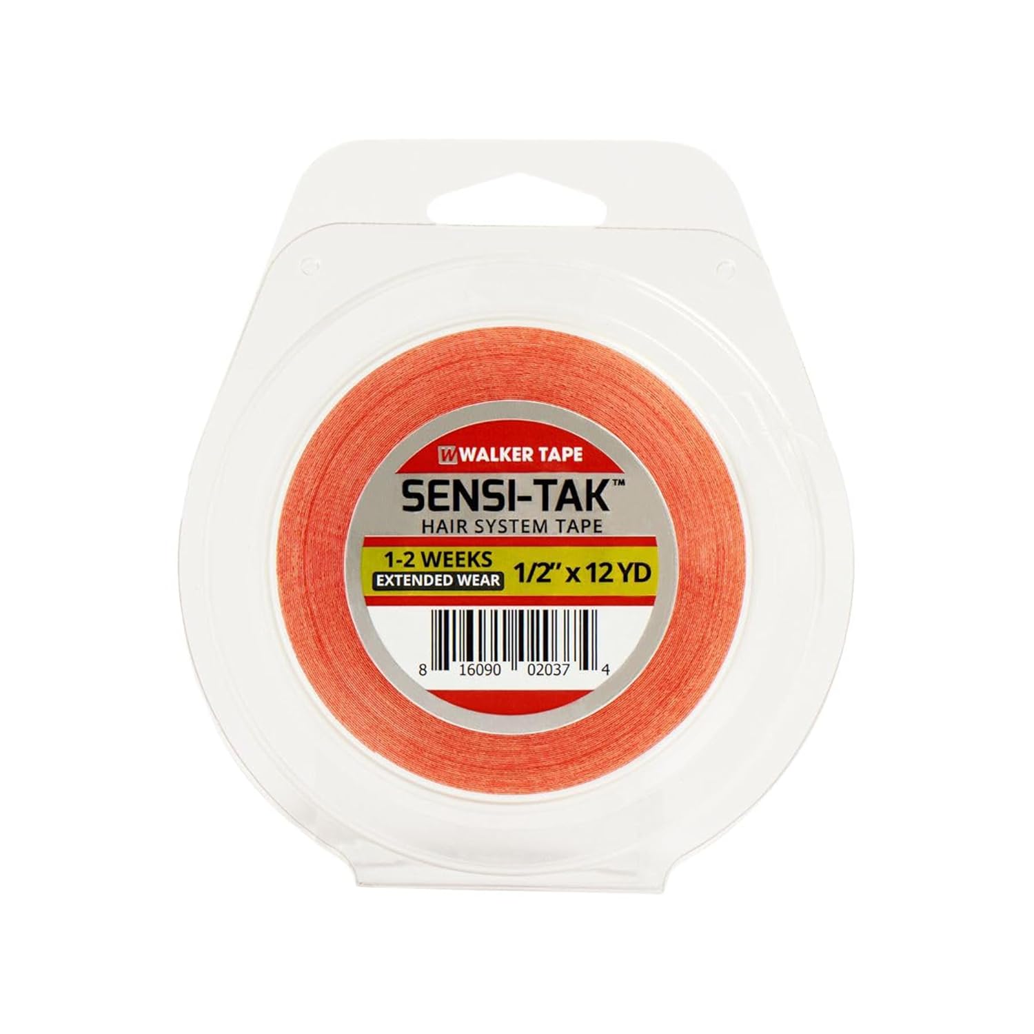 Walker Tape Co. Sensi-Tak Tape. Double-Sided. 1/2" x 12 Yards. Authentic Walker Tape red