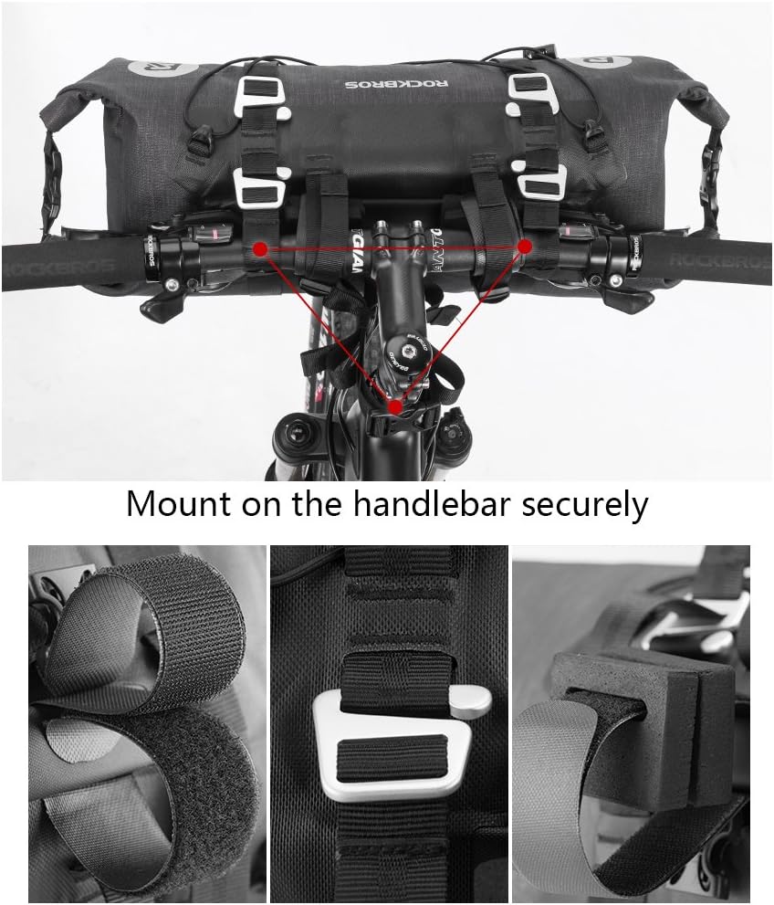 ROCKBROS Waterproof Handlebar Bags 12L-20L Front 2 Dry Packs for MTB Road | 600D TPU Material,Reflective Logo,Suitable for Cycling Traveling Camping