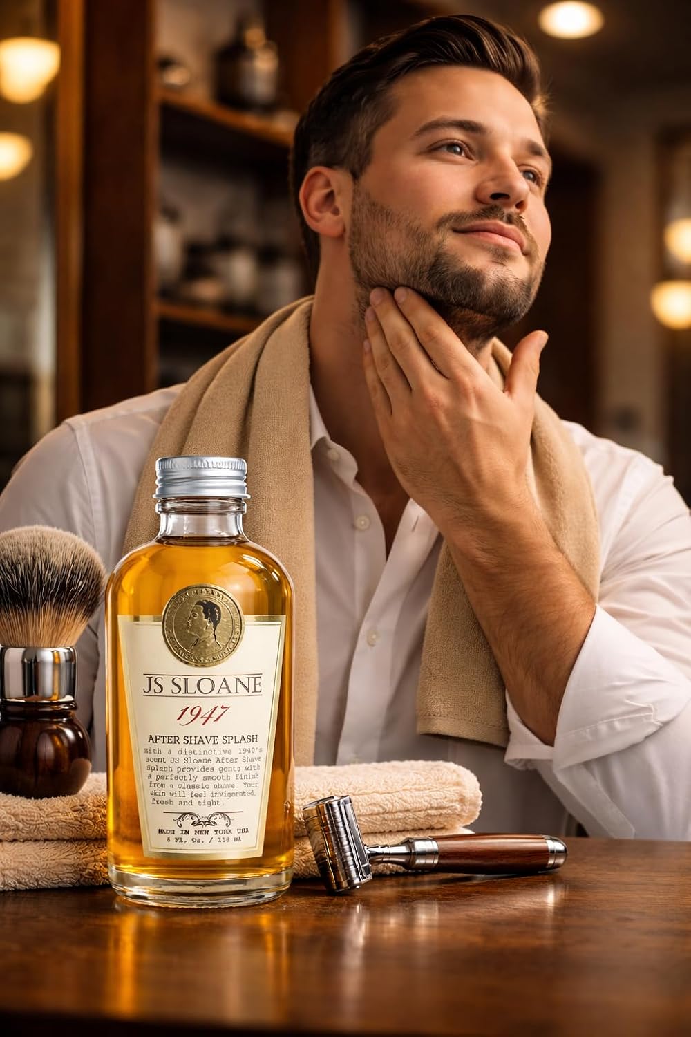 JS Sloane 1947 After Shave Splash for Men – Classic Barbershop Aftershave, Refreshing & Toning Post Shave, Signature Masculine Scent, 4 oz