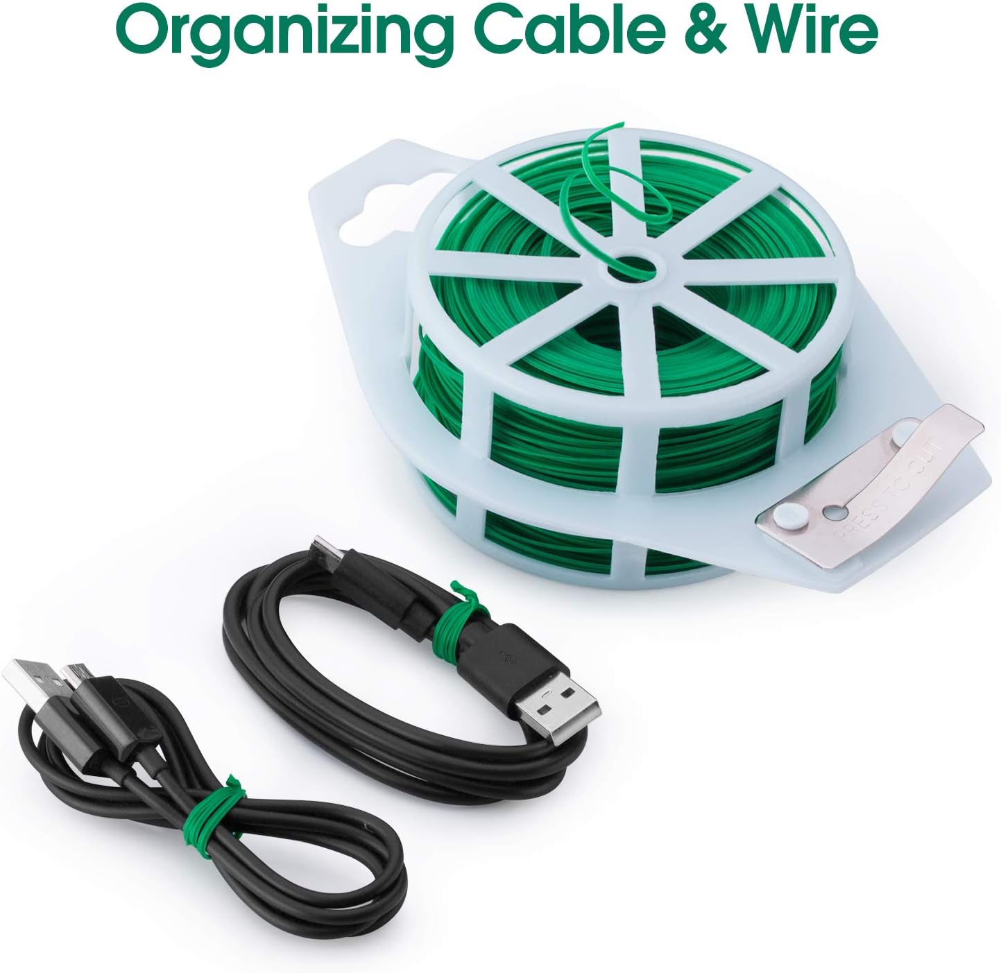 328 Feet (100m) Garden Plant Twist Tie with Cutter Reusable for Plants Growth and Care, Tie Wire Reel for Home and Office Cable Organization